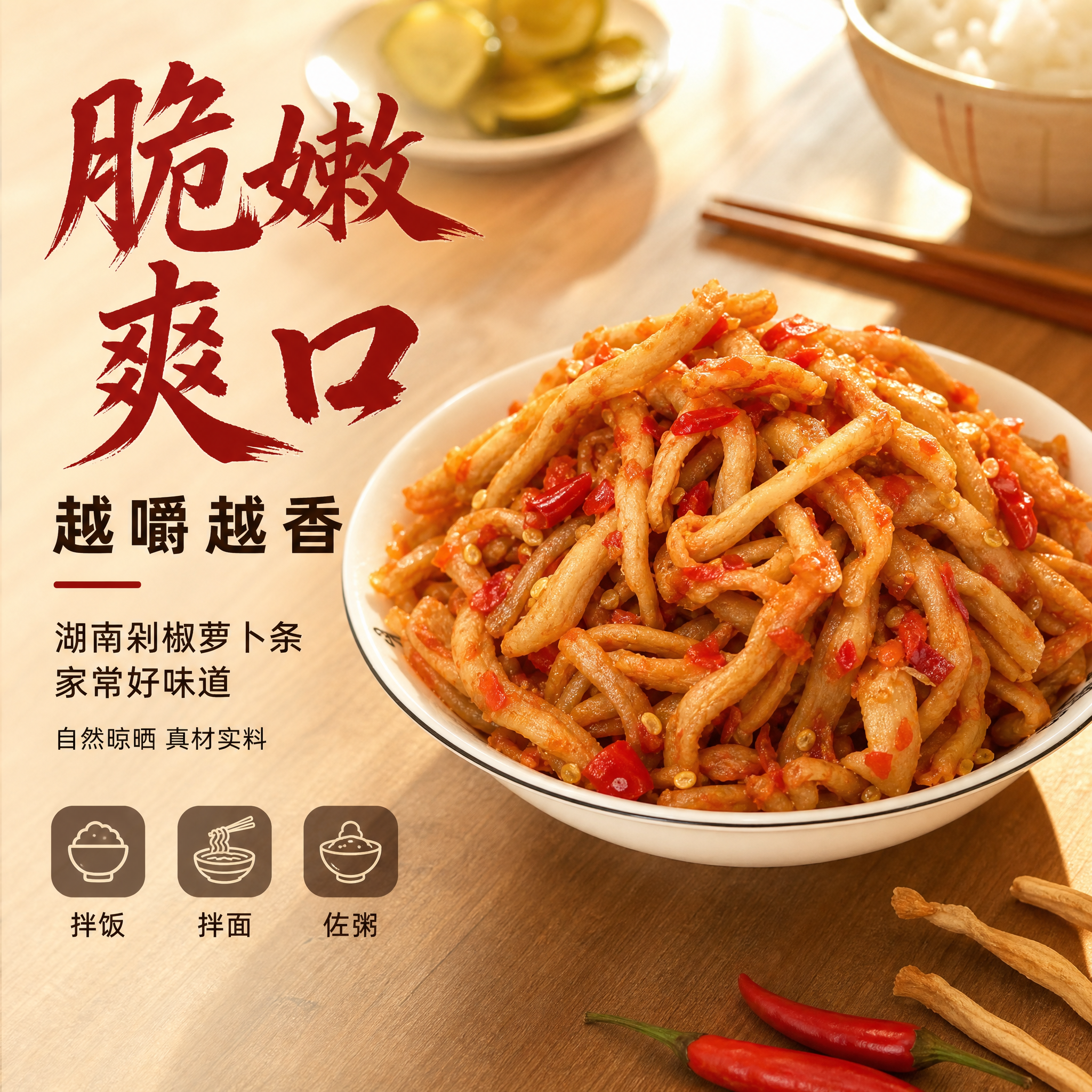 [主图-1] 首图点击率，突出湖南剁椒萝卜条的脆嫩爽口真实食欲… - 图片创意预览