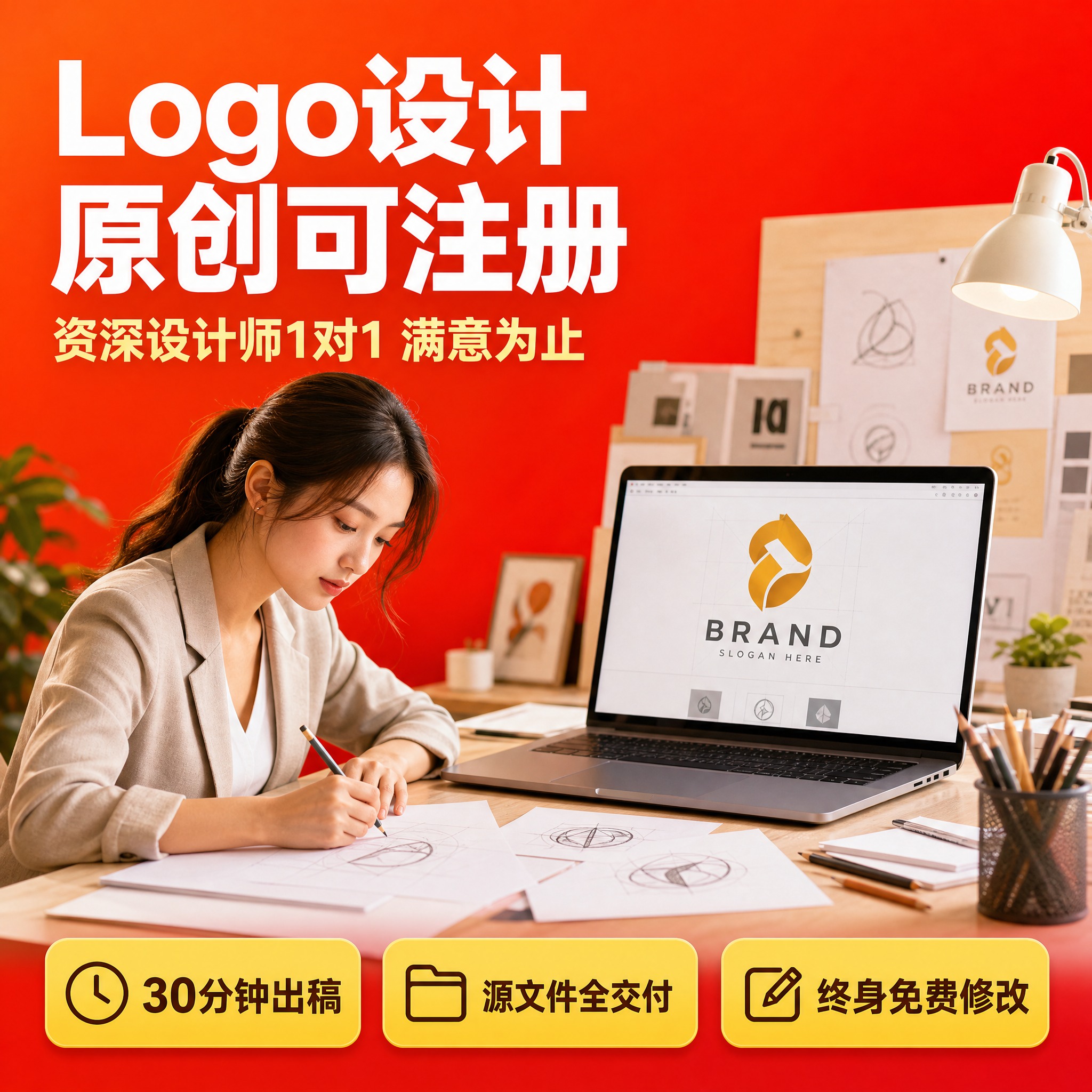 [主图-1] 服务主题与场景吸睛首图，展示Logo设计服务的核… - 图片创意预览
