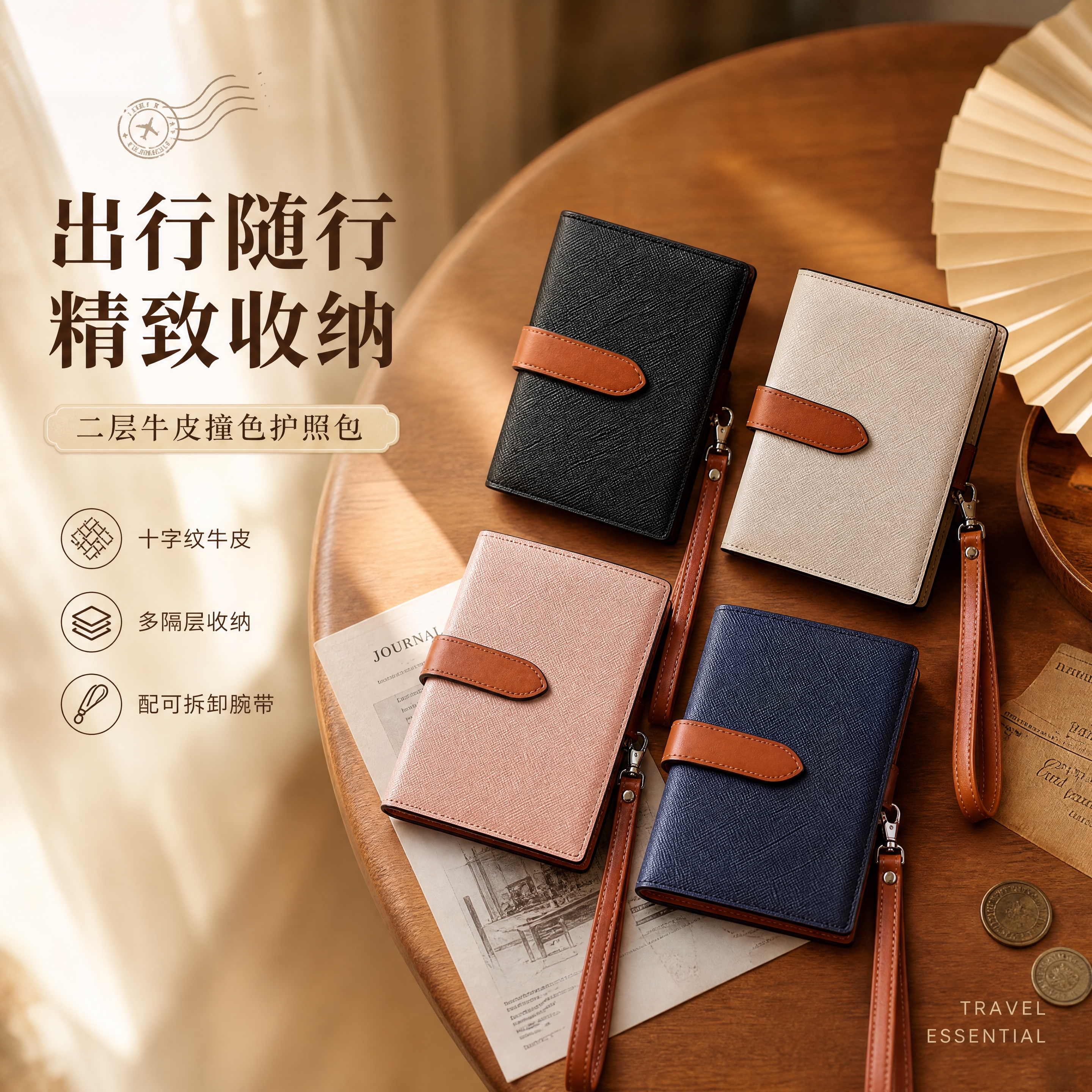 [商品] 使用【图1】四色护照包全家福（米白、宝蓝、粉色、黑色… - 图片创意预览