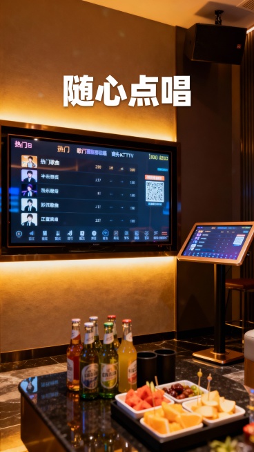 生成50张商务KTV的照片，图片加入一些文字预览效果