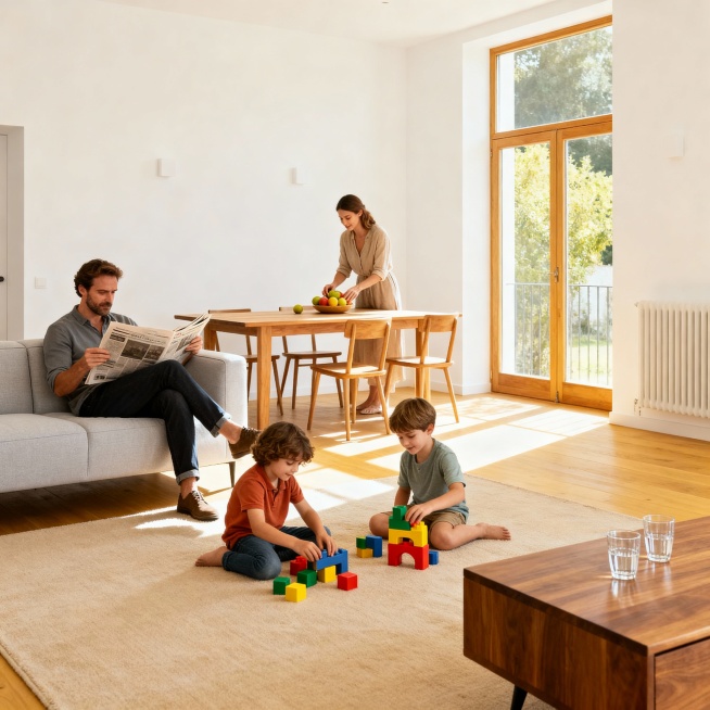 生成一个欧美家庭的图，尺寸1600*1600像素预览效果