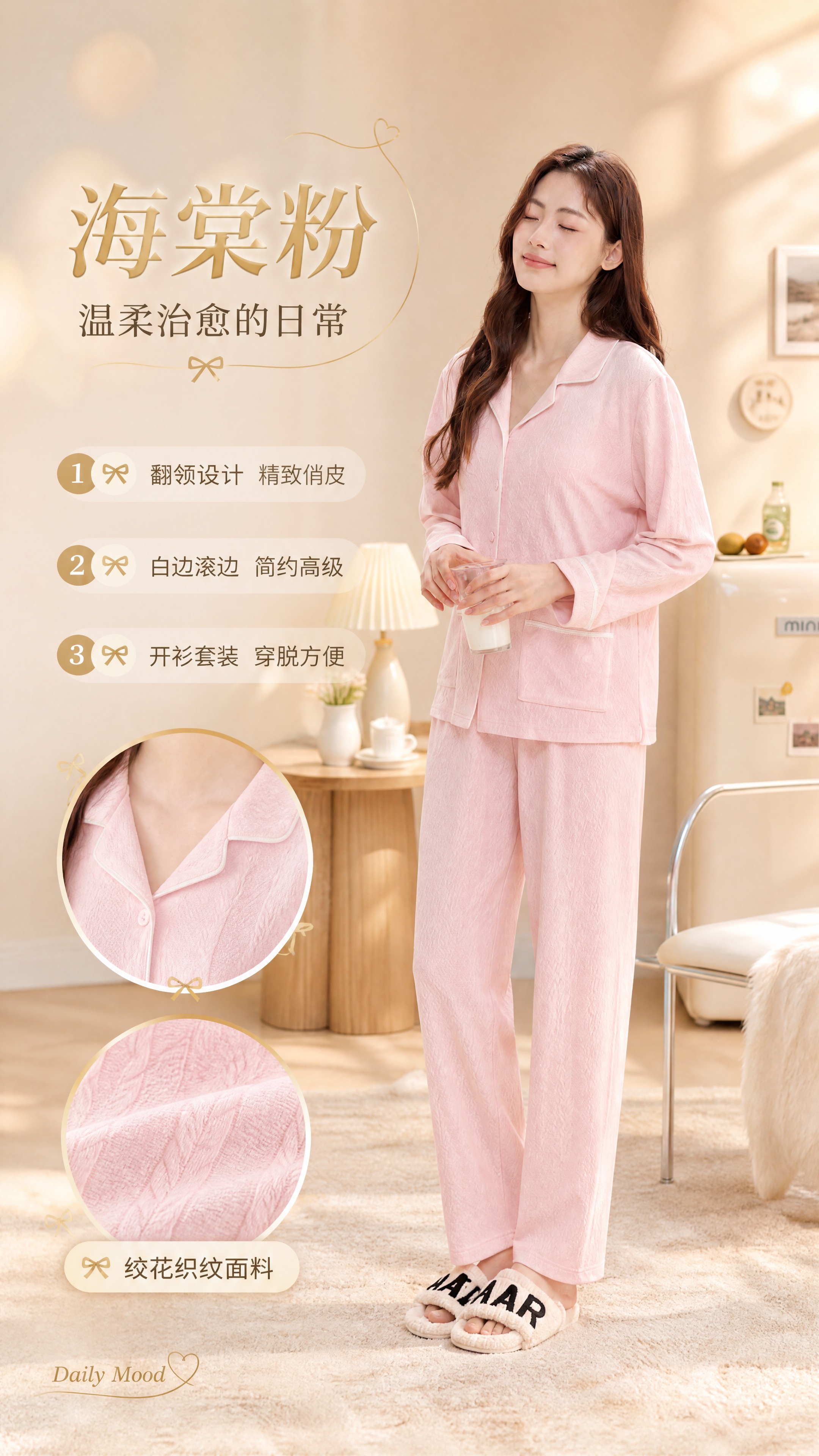 [商品] 使用【图3】海棠粉家居服全身模特图为主体参考，保留翻… - 图片创意预览