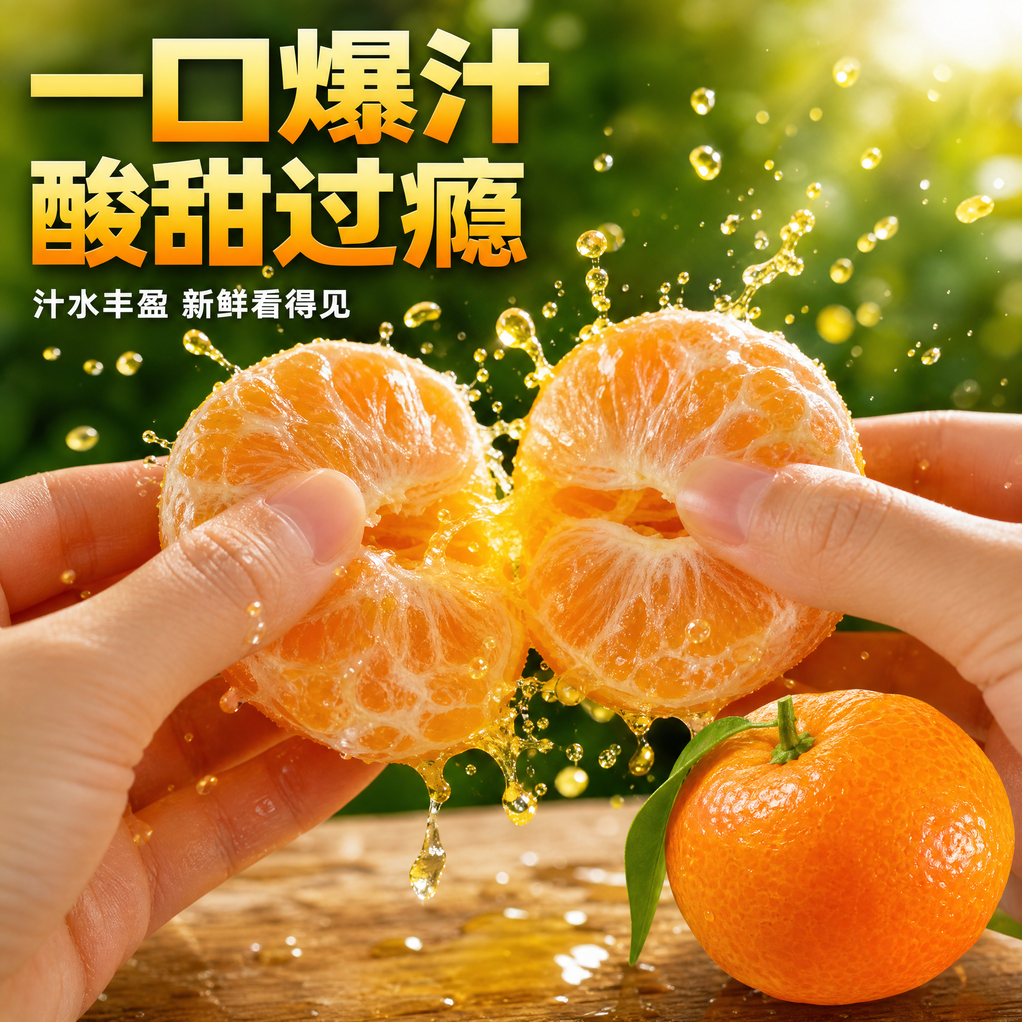 [主图-4] 爆汁挤压动态图，展示蜜桔多汁的口感特点。 [统一… - 图片创意预览