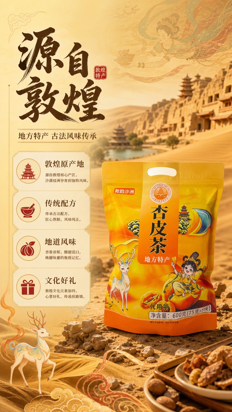 [商品] 使用【图4】敦煌杏皮茶大袋外包装；保留包装整体设计、… - 图片创意预览