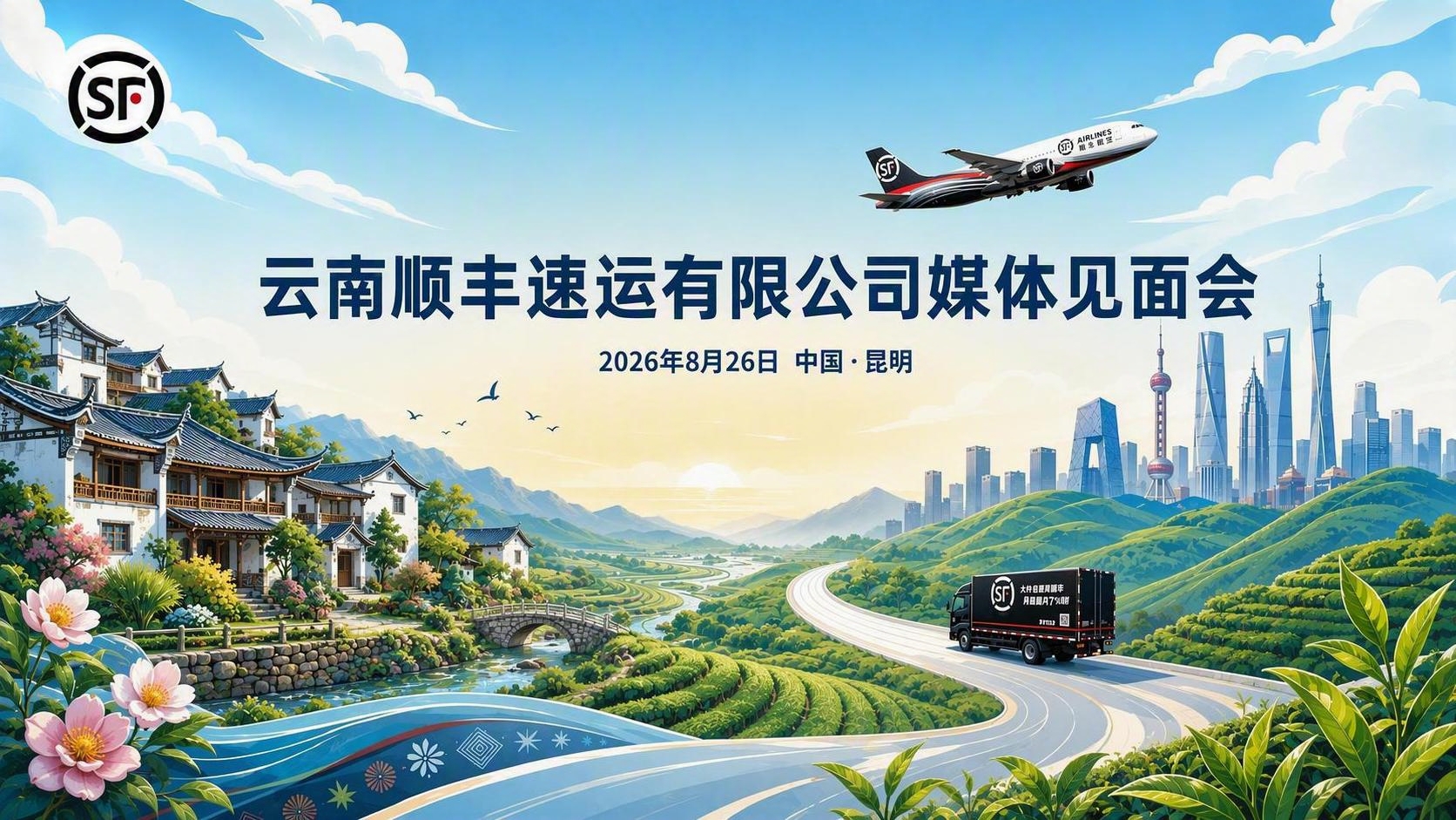 基于参考图进行修改，保持整体构图、标题文字、顺丰logo、道路… - 图片创意预览