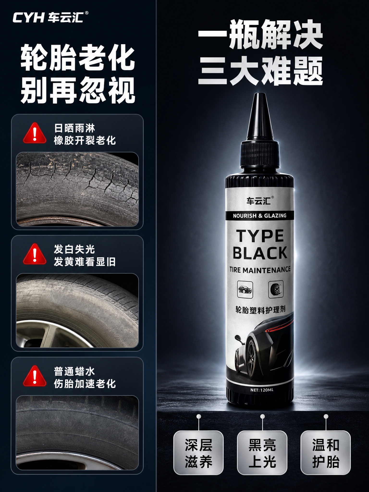 [商品] 使用【图1】车云汇轮胎塑料护理剂；保留银灰色瓶身、黑… - 图片创意预览
