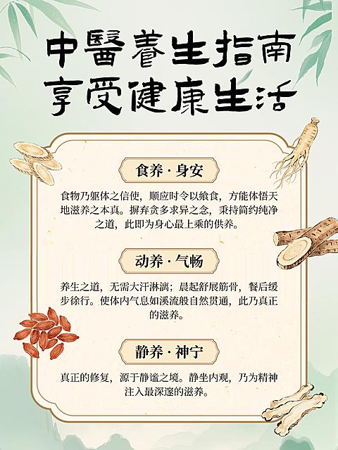 中式水墨插画风中医养生指南知识分享小红书配图