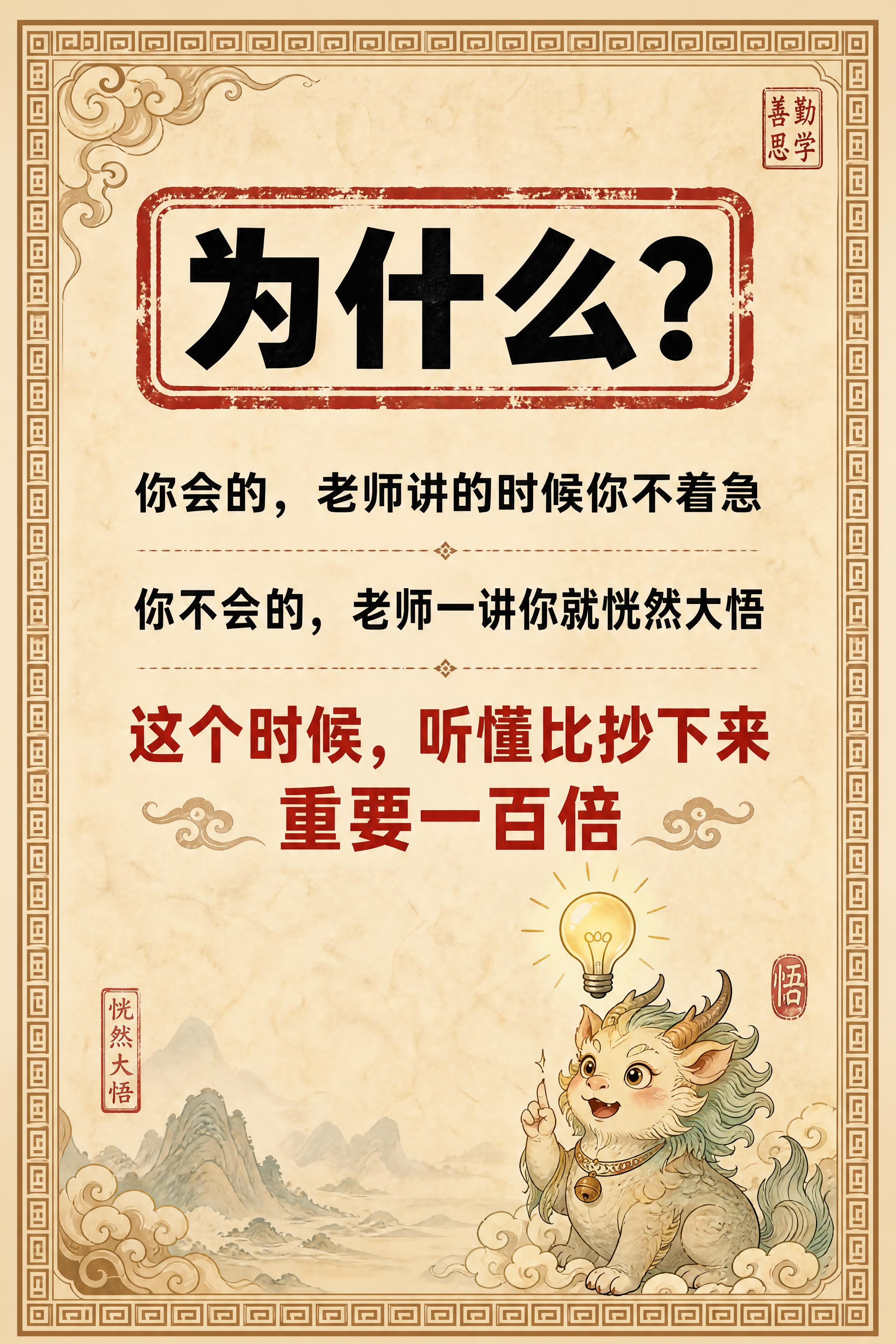 小红书笔记内页，为什么卡片，国风山海经风格，米黄色宣纸纹理背景… - 图片创意预览