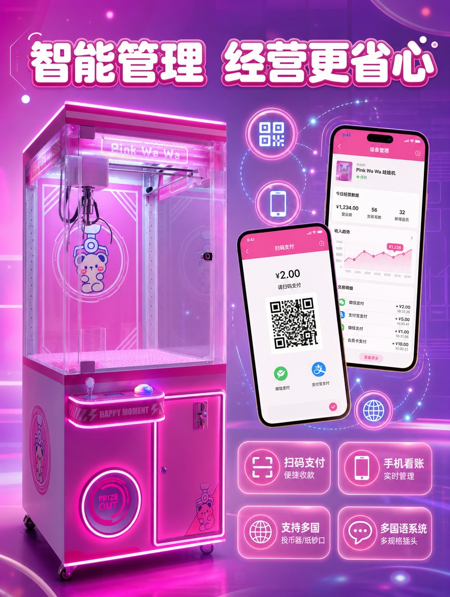 [商品] 使用【图1】粉色全透明娃娃机；保留机身整体外观、粉色… - 图片创意预览