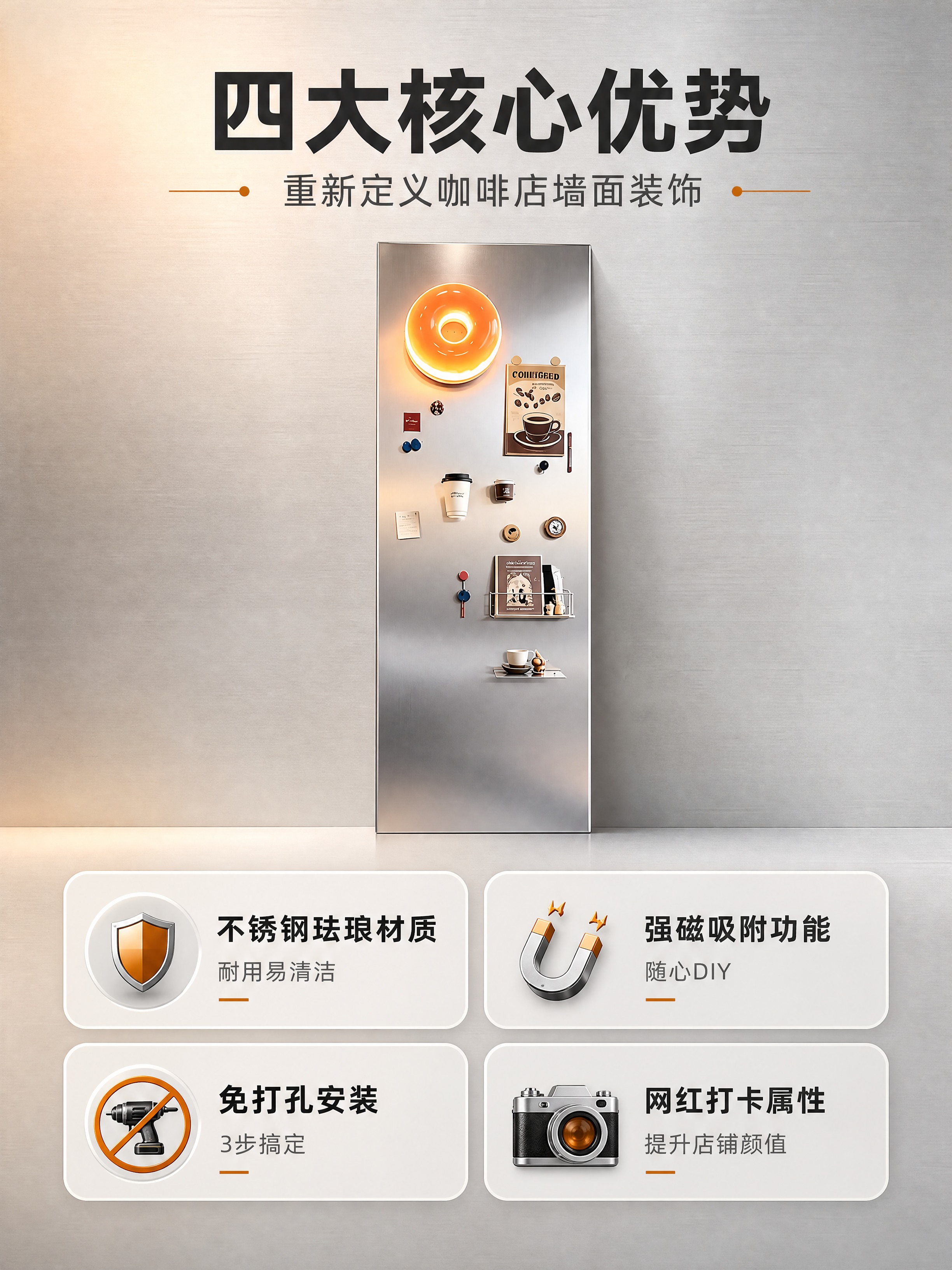 [商品] 使用【图1】不锈钢珐琅板；保留银色金属拉丝质感、长方… - 图片创意预览