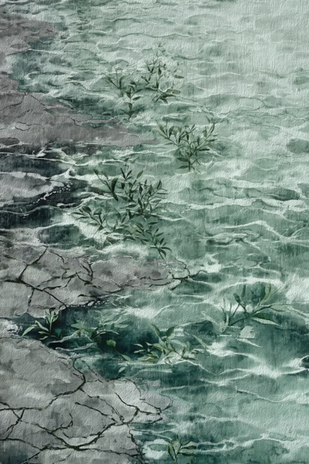 Generate water surface only, no extra plants. Main color palette is gray-green, blue-gray, matched w预览效果