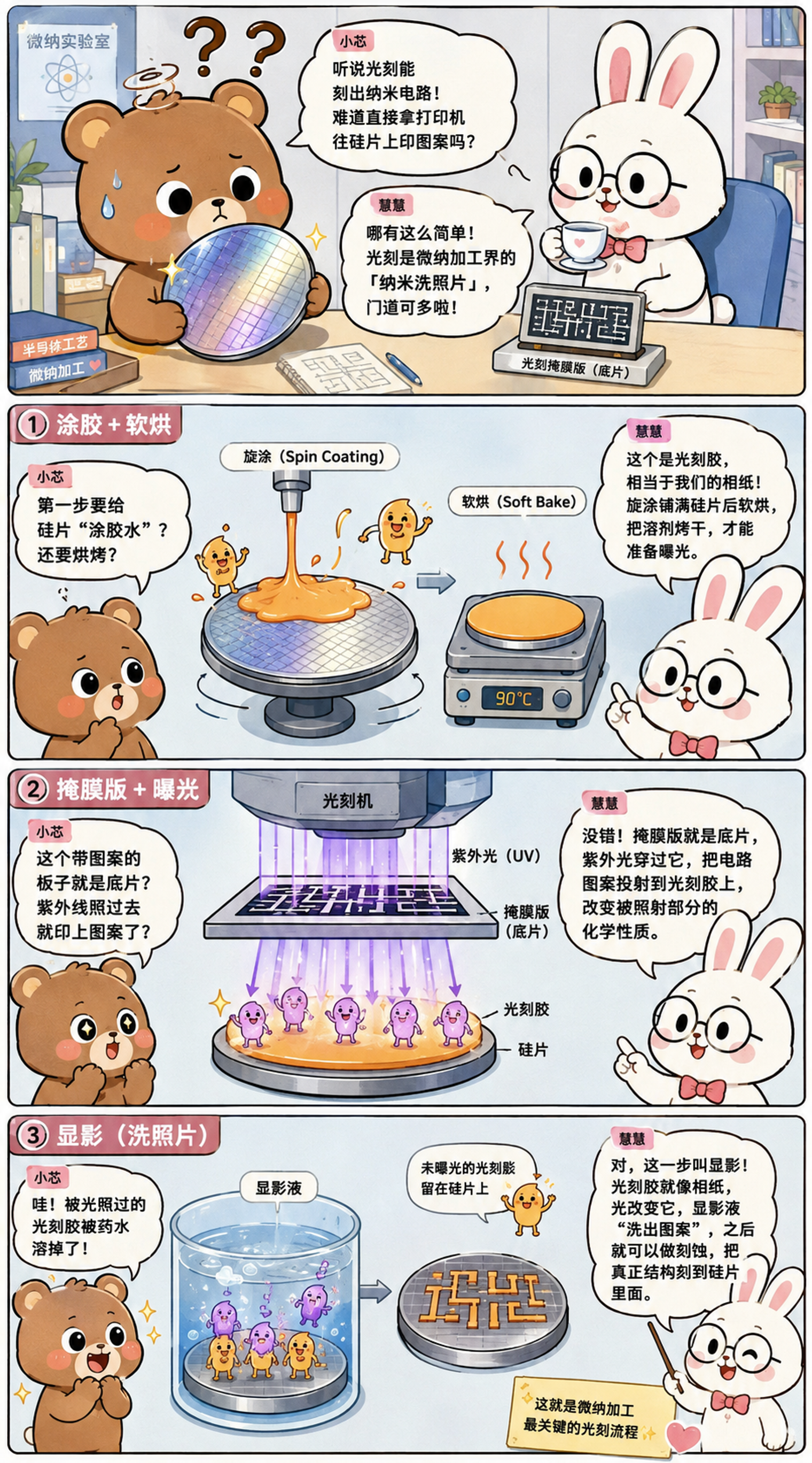 竖版4格条漫，小红书/公众号尺寸，Q版扁平卡通风格，粗黑轮廓线… - 图片创意预览