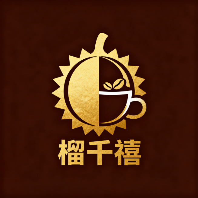 设计一款高端饮品品牌"榴千禧"的logo，融合猫山王榴莲元素和咖啡元素，整体风格高端、健康、时尚，体现千年传承禧运万家的品牌寓意，logo设计简洁大气易于识别预览效果