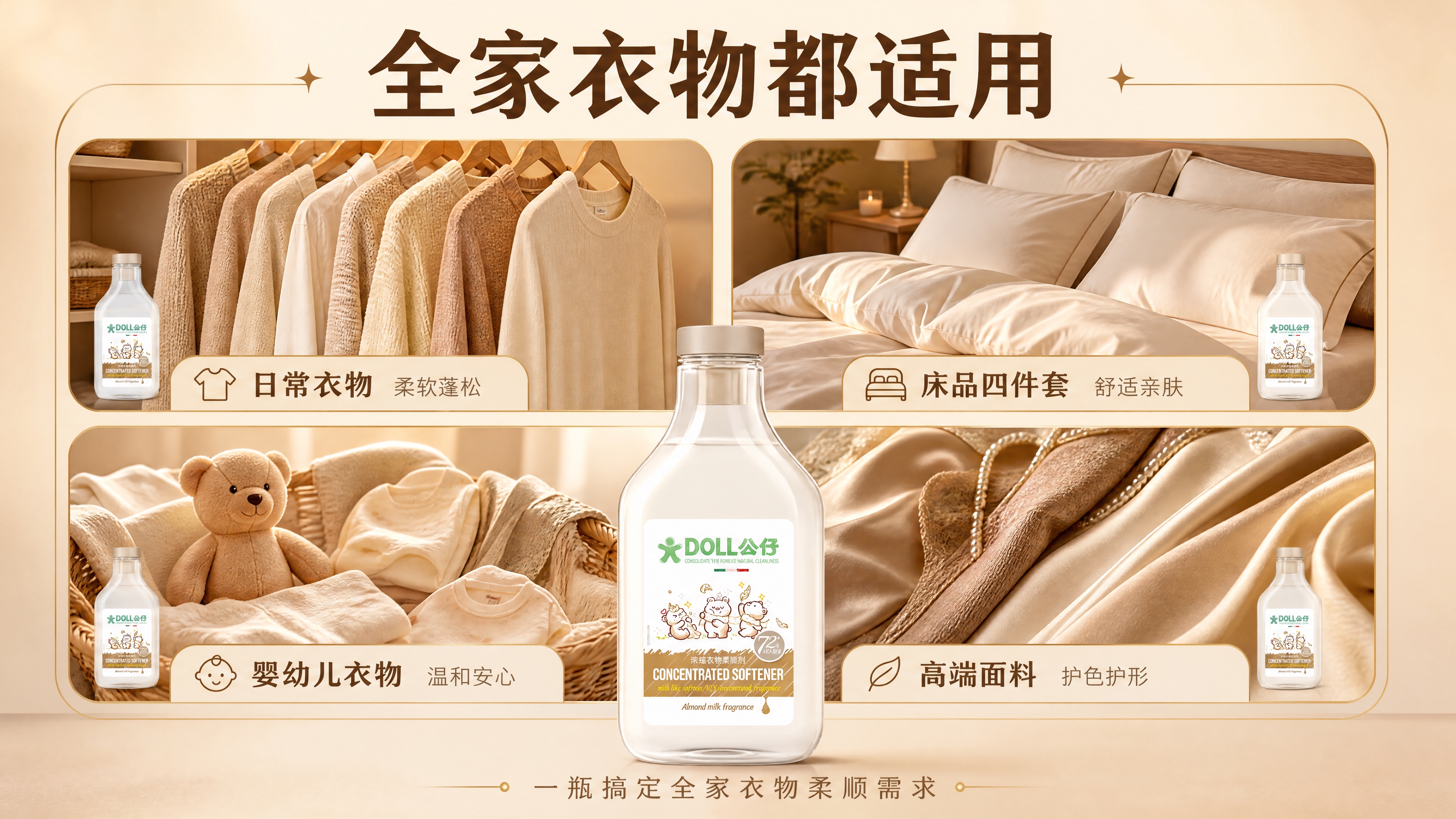 [商品] 使用【图1】DOLL公仔浓缩衣物柔顺剂扁桃仁奶香款；… - 图片创意预览