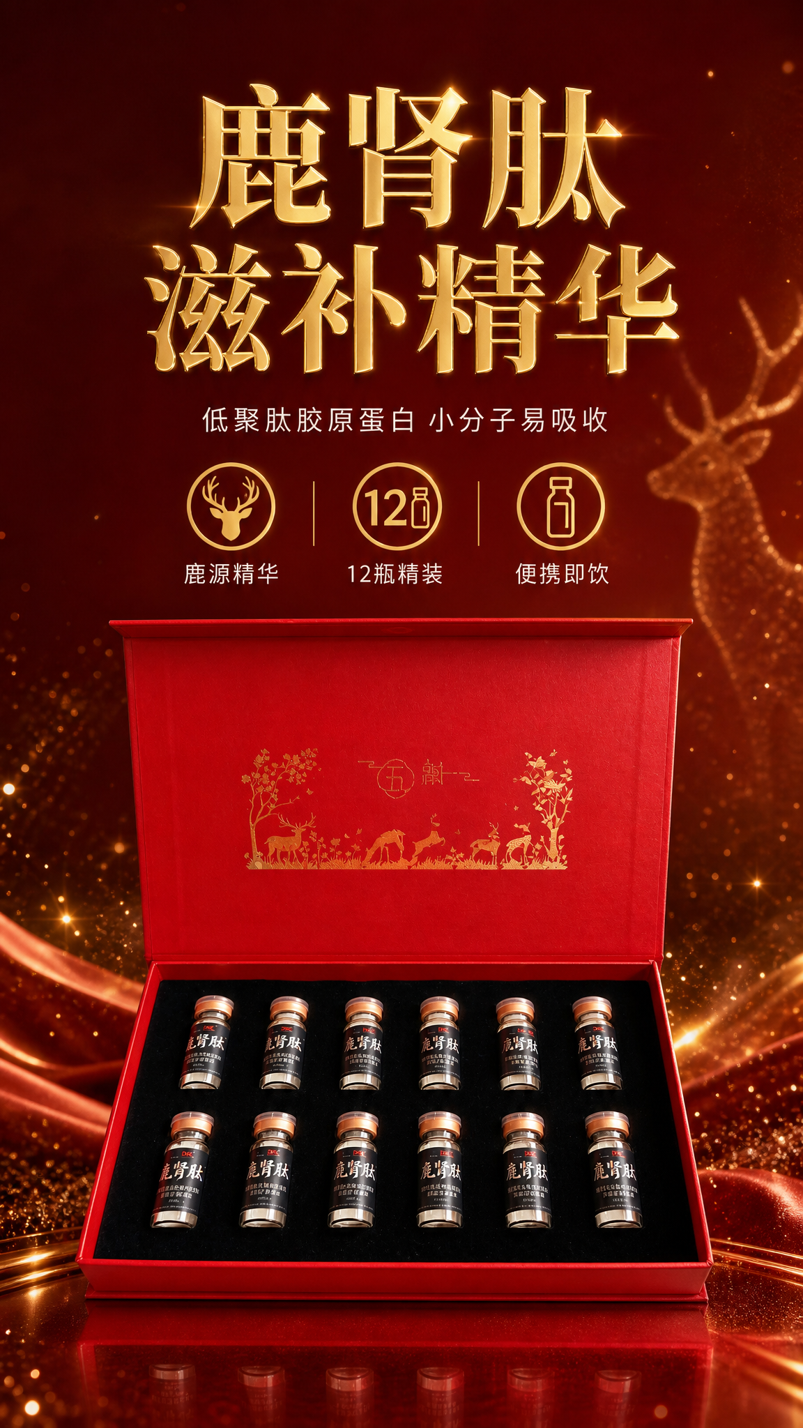 [详情页-1] 鹿肾肽低聚肽胶原蛋粉礼盒装 头图海报 高端滋补… - 图片创意预览