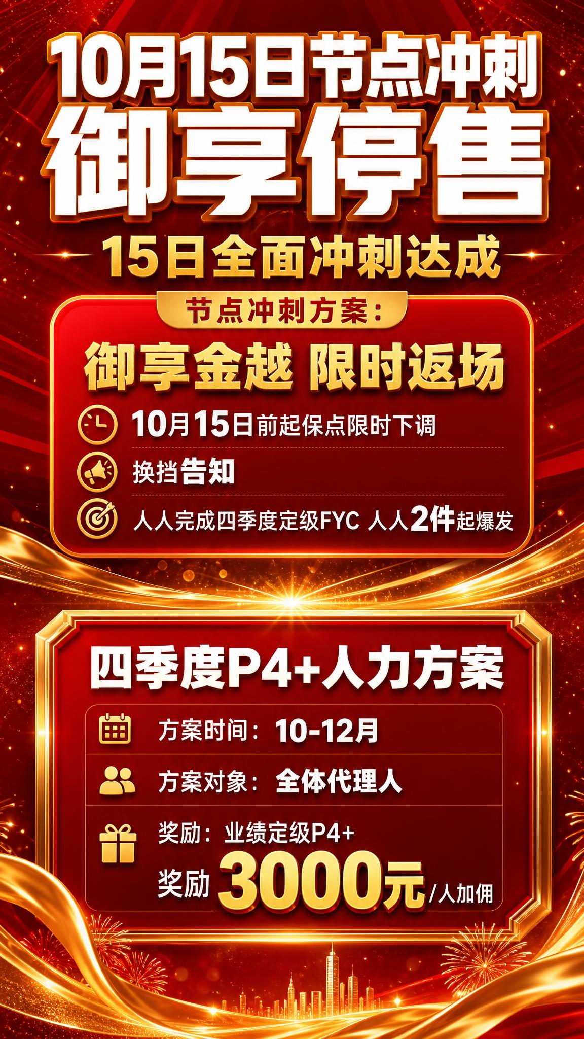 红金色金融保险宣导海报，竖版9:16，大气磅礴的冲刺感。画面顶… - 图片创意预览