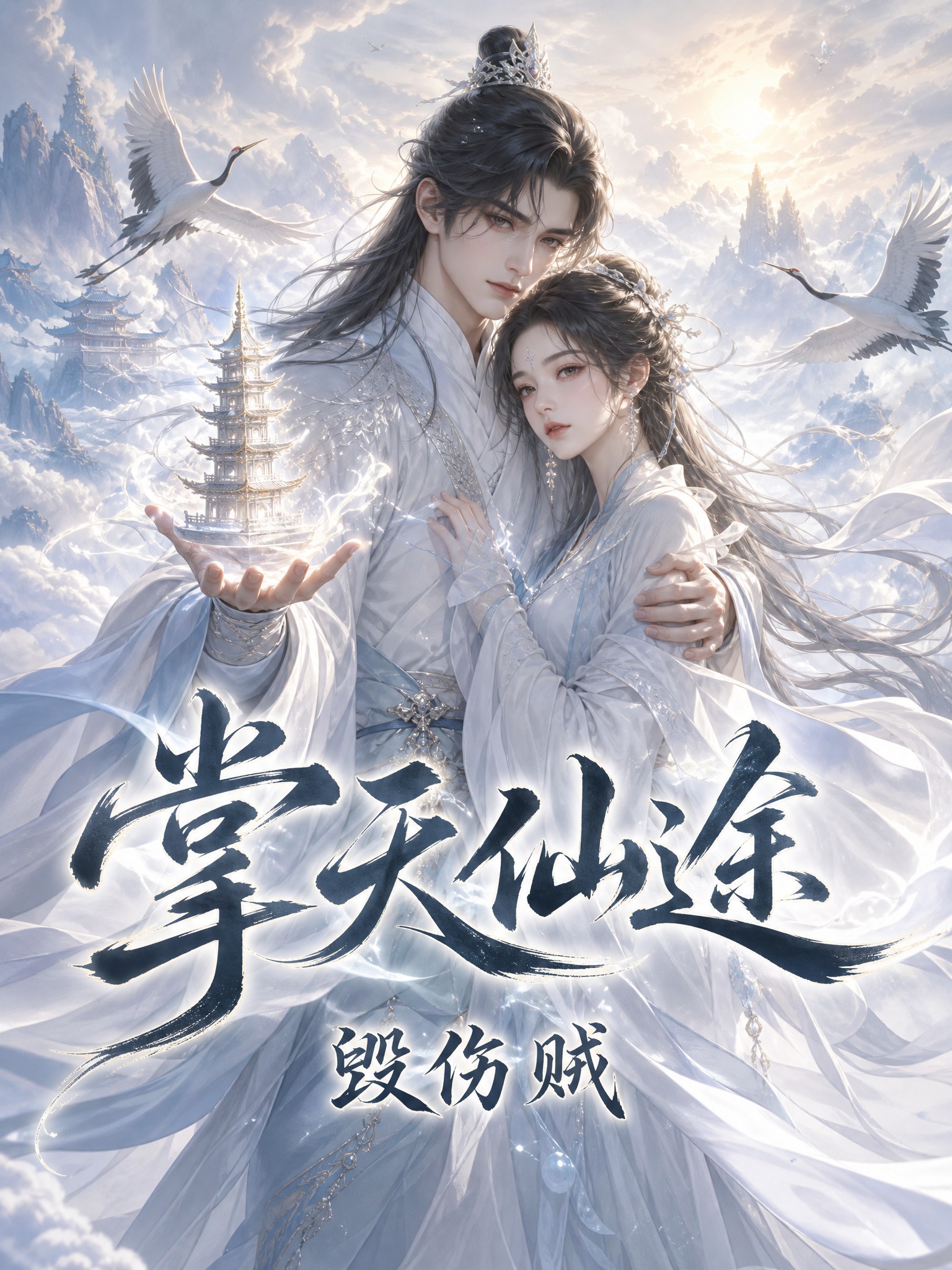 竖版小说封面，比例3:4，东方仙侠玄幻风格。画面中只有一男一女… - 图片创意预览