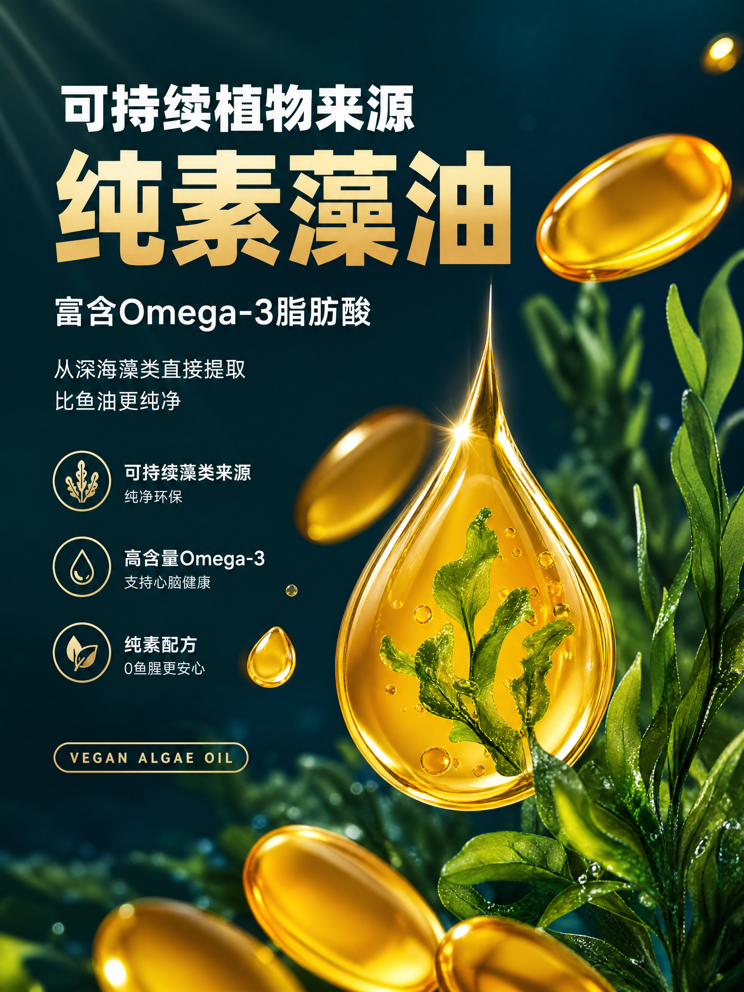 [商品] 使用【图2】金色Omega-3胶囊与海藻元素图；保留… - 图片创意预览