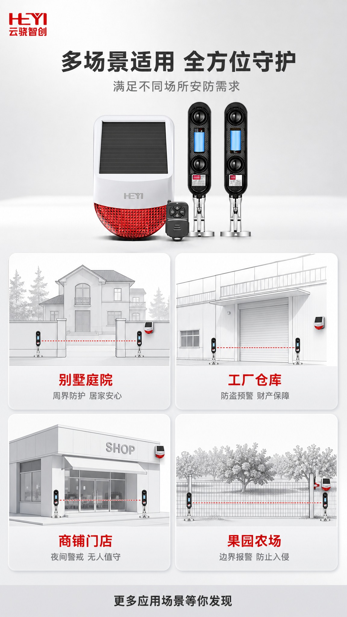 [商品] 使用【图1】太阳能声光警号套装；保留白色主机、太阳能… - 图片创意预览