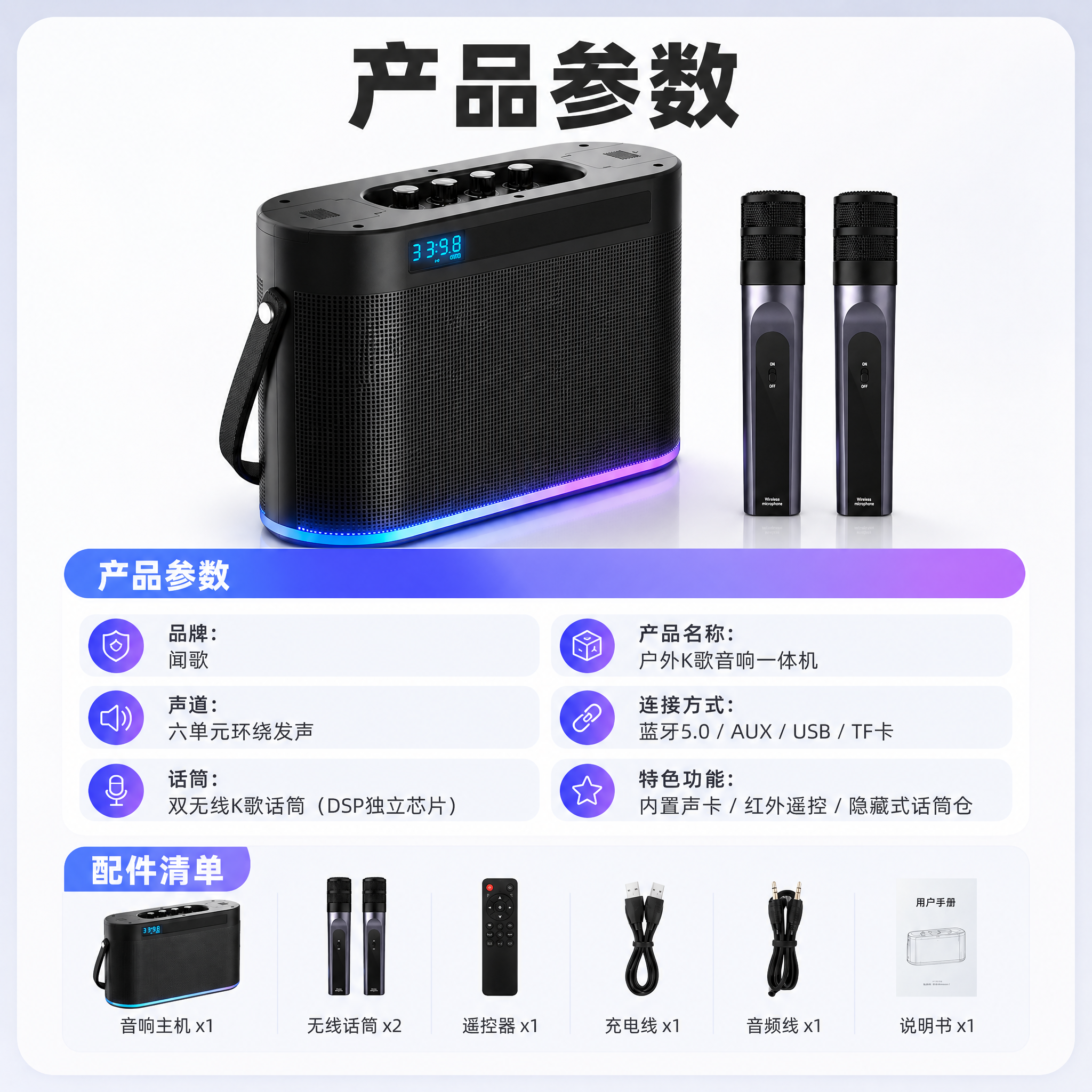 将这张产品参数图重新排版为1:1正方形尺寸，内容保持不变：保留… - 图片创意预览