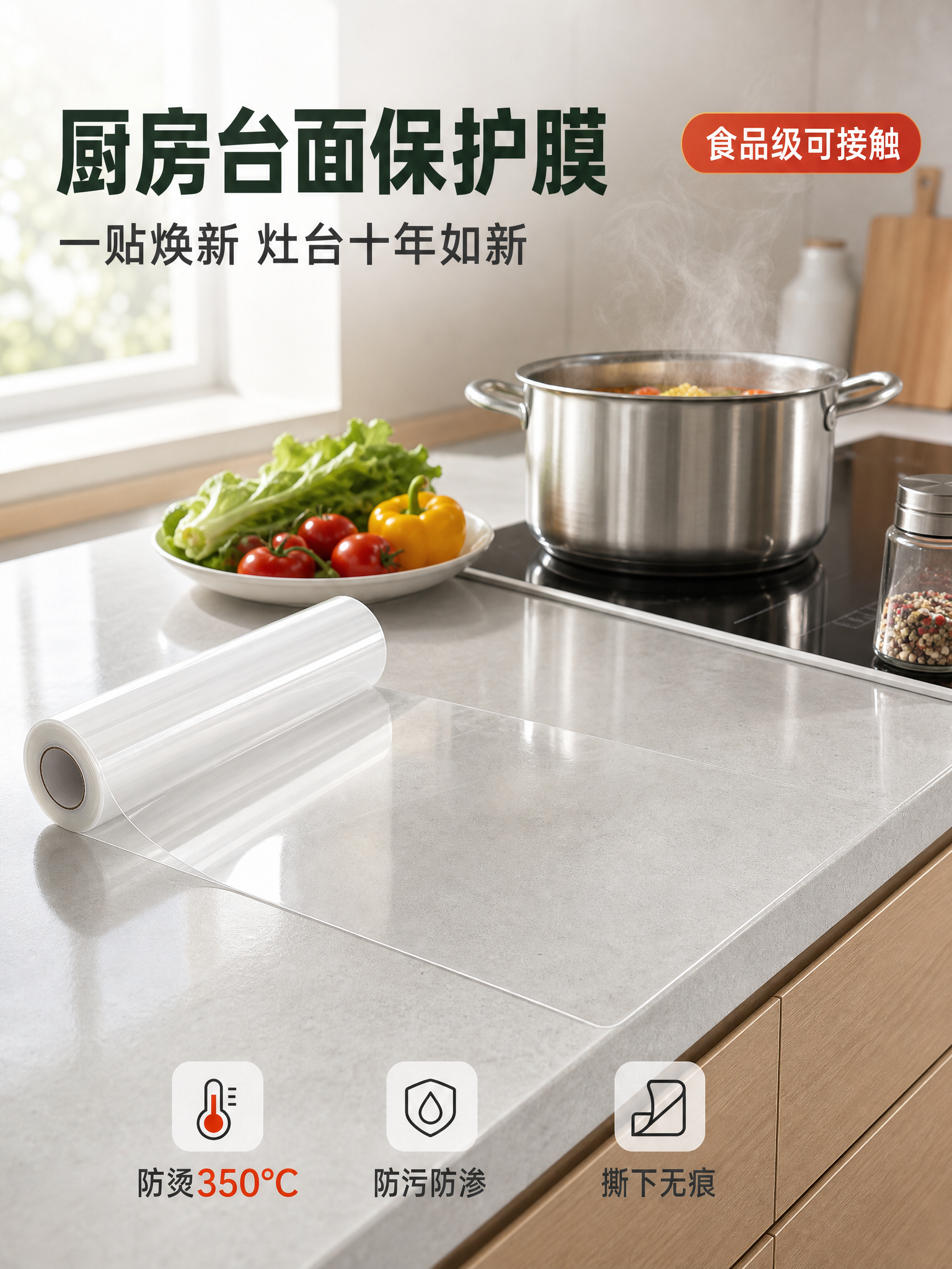 [主图-1] 厨房台面保护膜首图，建立洁净专业的第一印象，突出… - 图片创意预览