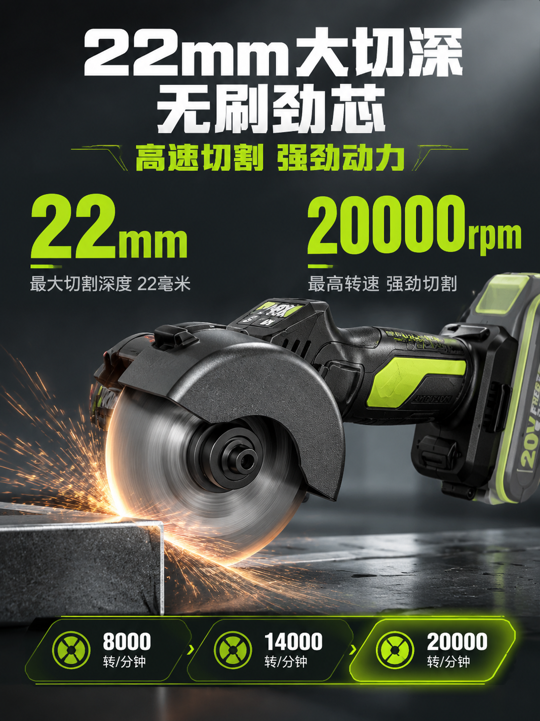 [详情图-3] 核心性能深度展示图，主题：22mm大切深 20… - 图片创意预览