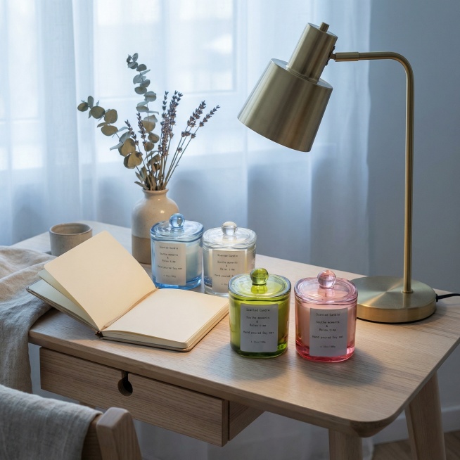 帮我给这款香薰蜡烛生成几张场景图ins风预览效果