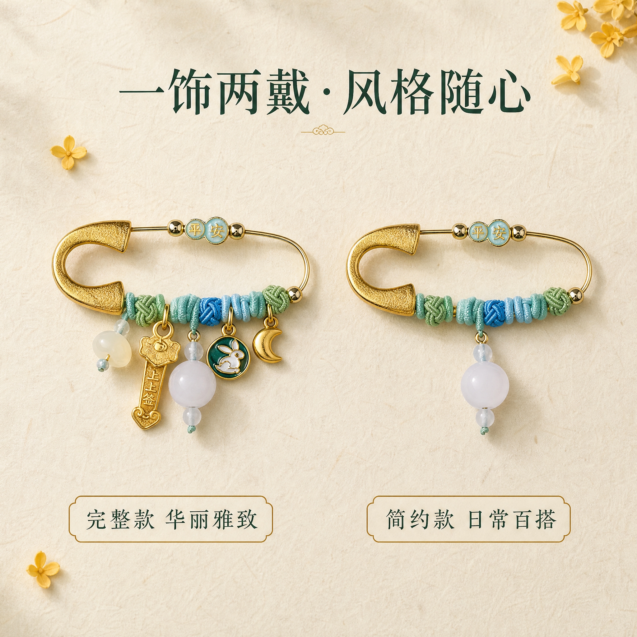 [主图-3] 一饰两戴平铺对比展示，左侧带上上签吊坠完整款，右… - 图片创意预览