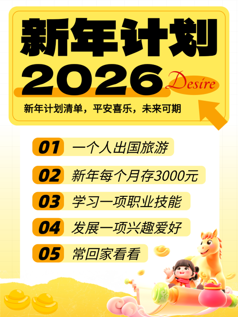 新年计划清单生活分享小红书封面预览效果
