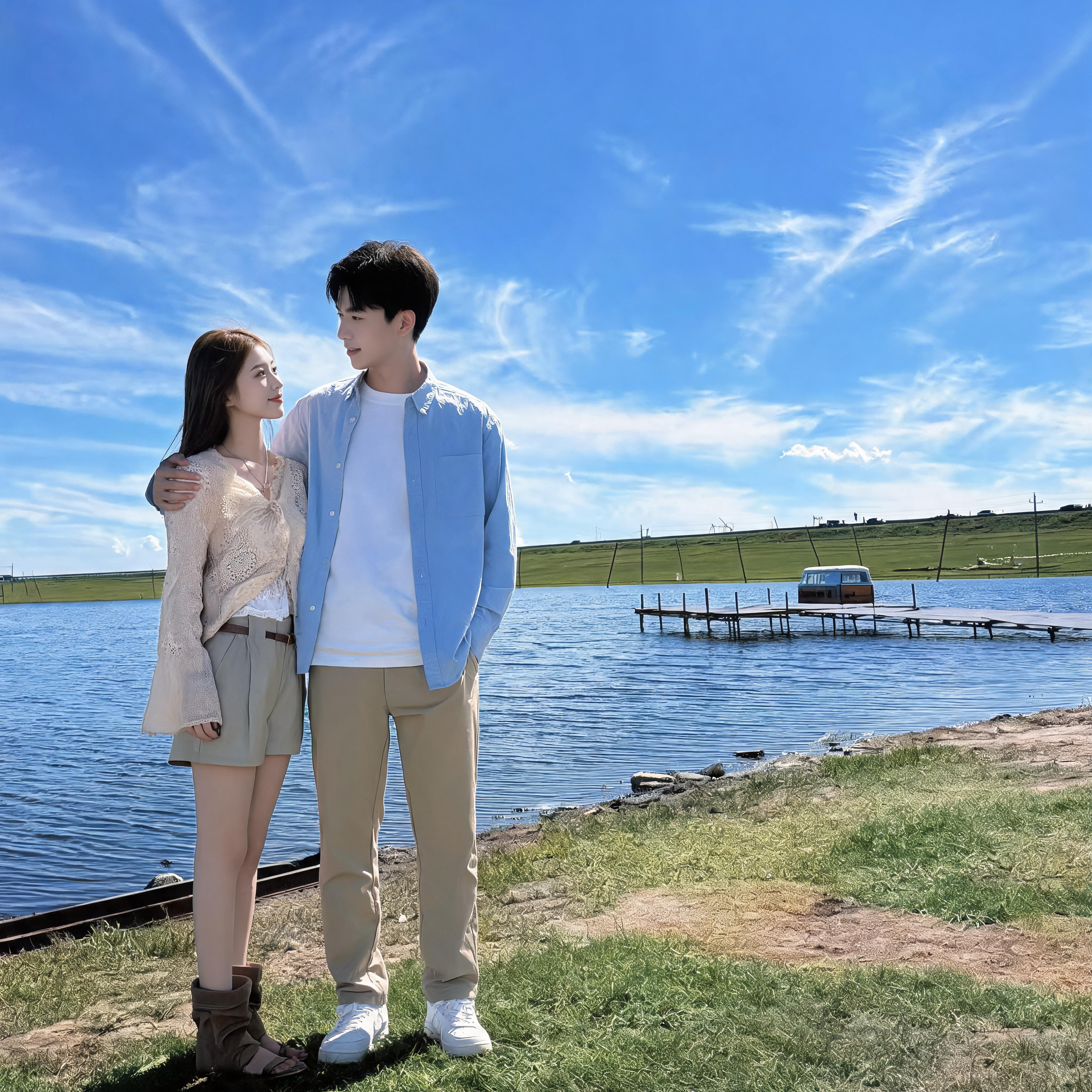 生成日系胶片清新风情侣双人合影写真（单幅画面，无拼图），保留参… - 图片创意预览