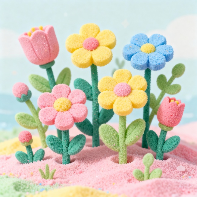 太空沙童趣花草绘画，马卡龙色系预览效果