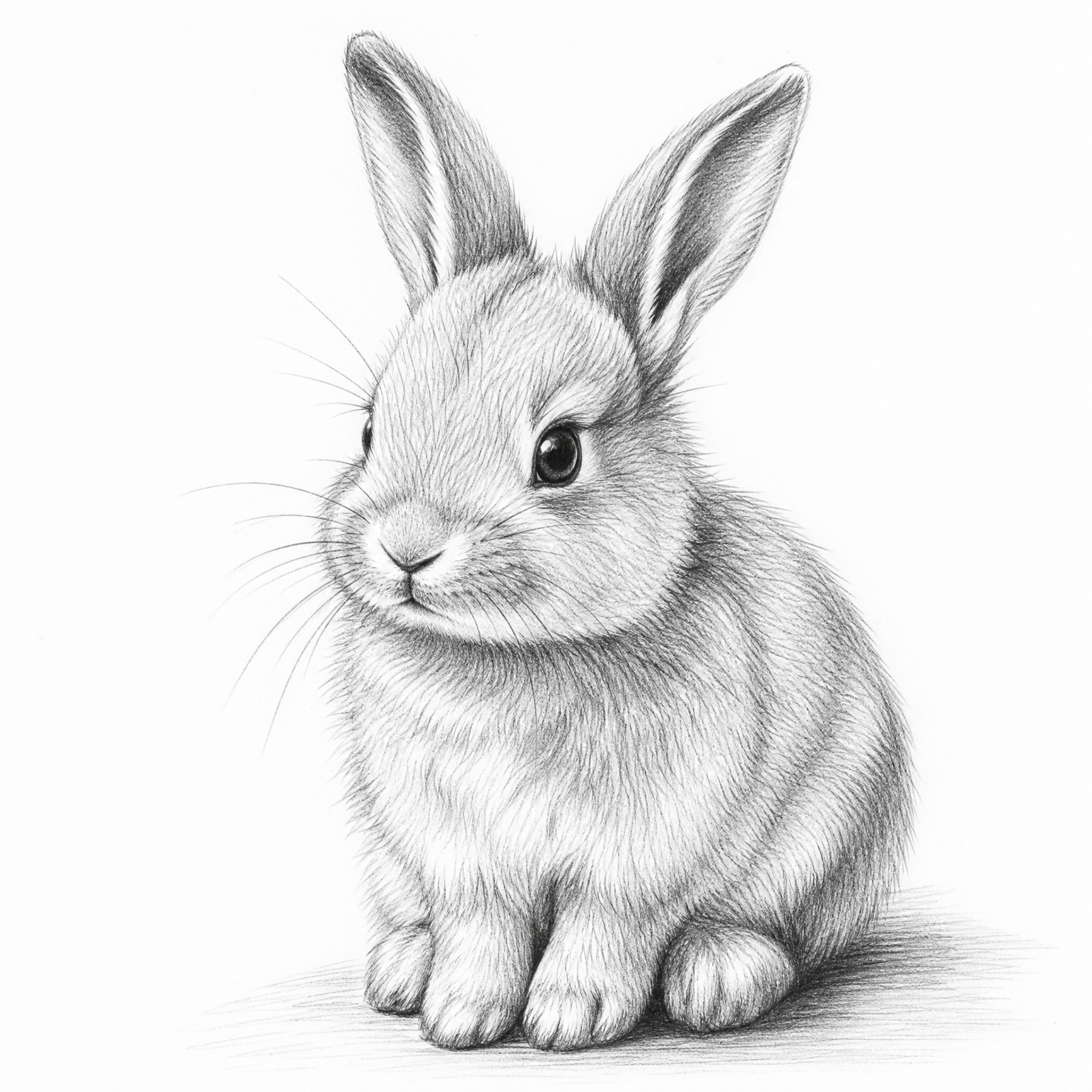 一只可爱的兔子素描画，铅笔手绘风格，细腻的线条勾勒出兔子毛茸茸… - 图片创意预览