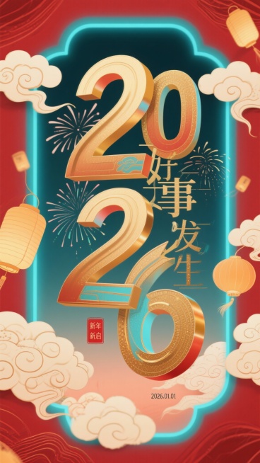 2026年 元旦 好事发生 创意海报预览效果