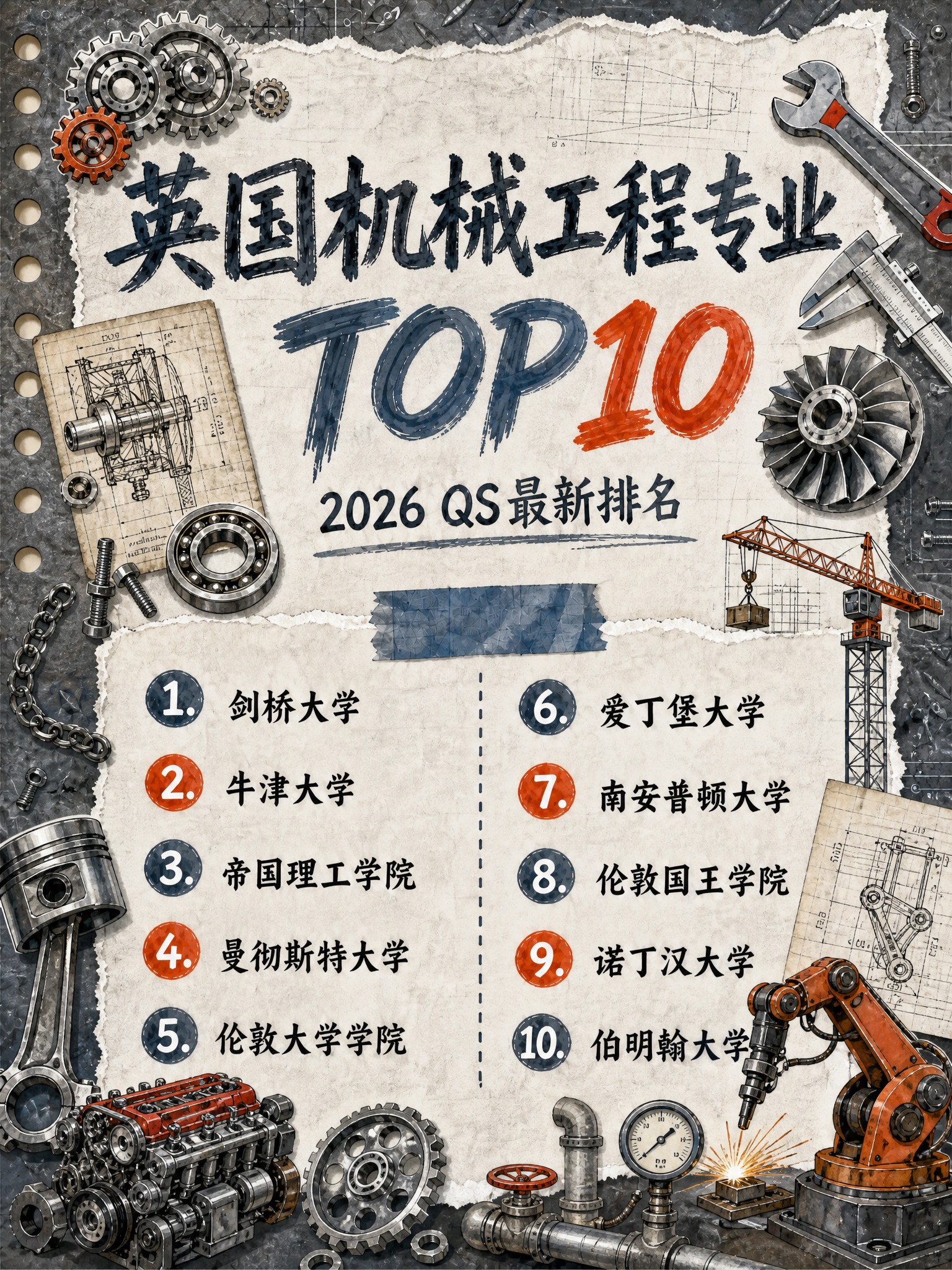 参考图整体版式骨架、撕纸笔记本风格、TOP10两列排名结构完全… - 图片创意预览