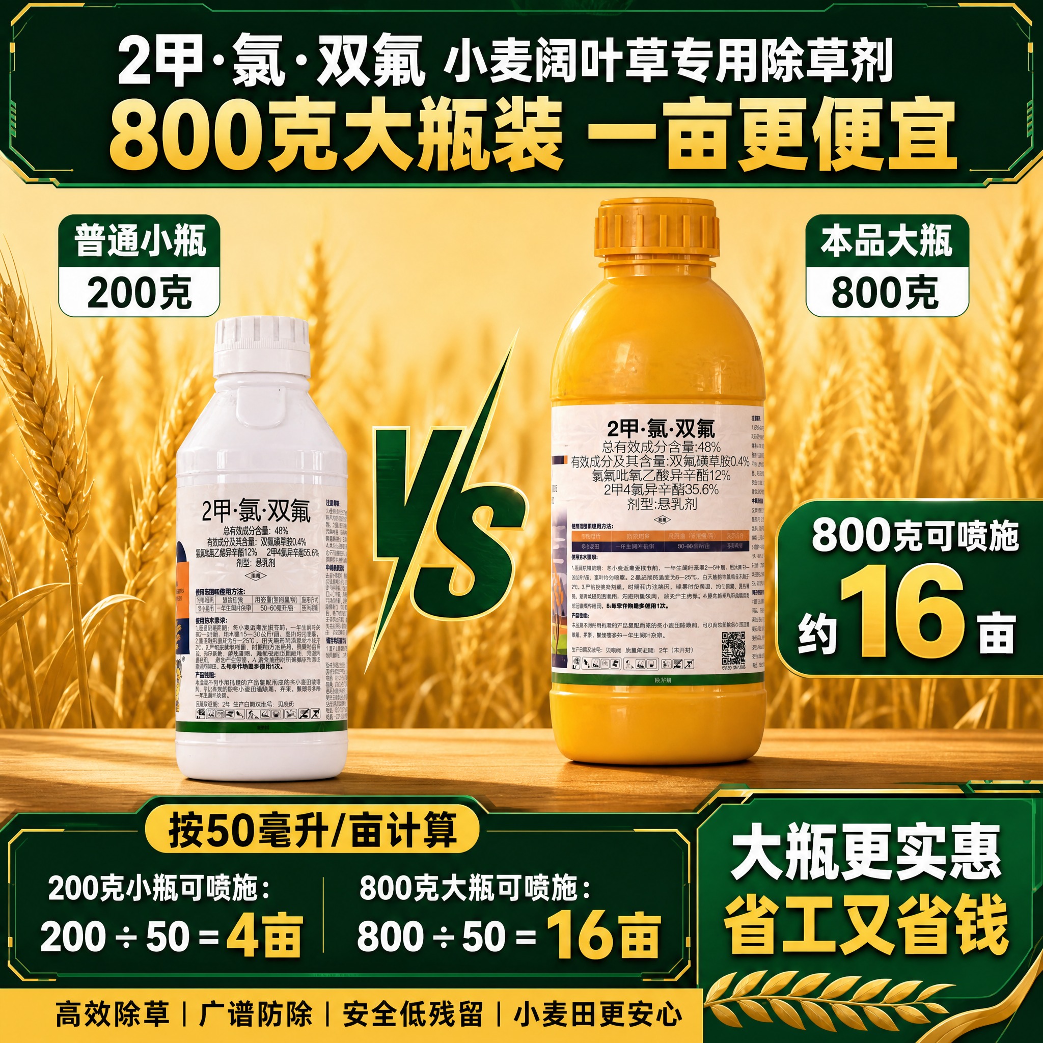 [主图-8] 2甲·氯·双氟 小麦阔叶草专用除草剂 800克大… - 图片创意预览