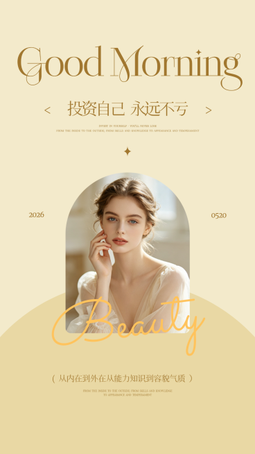美业医美早安轻奢高级感系列竖版海报预览效果