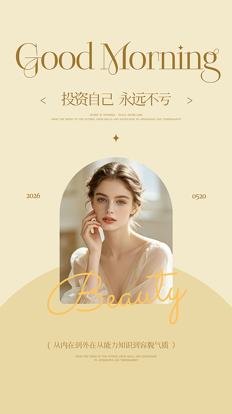 美业医美早安轻奢高级感系列竖版海报