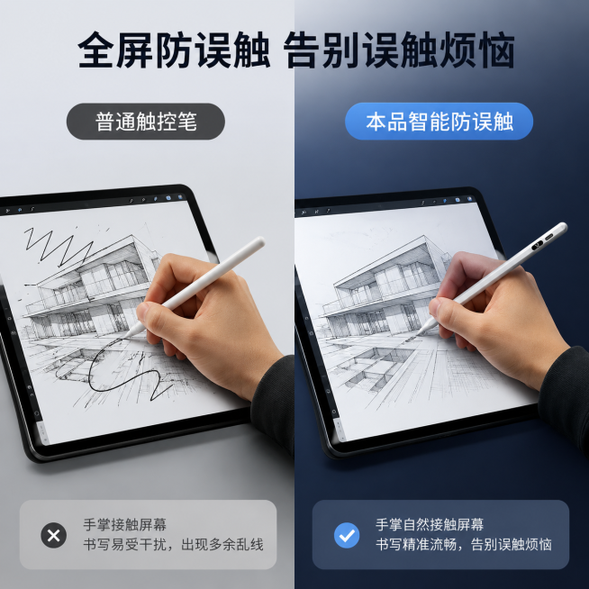 使用电商主图技能生成10张比例1:1的电商主图，适配平台为，商品为「图片1」，商品卖点为全屏防误触、倾斜压感、智能数显，其他要求为结合平板出现，以科技风格为主预览效果