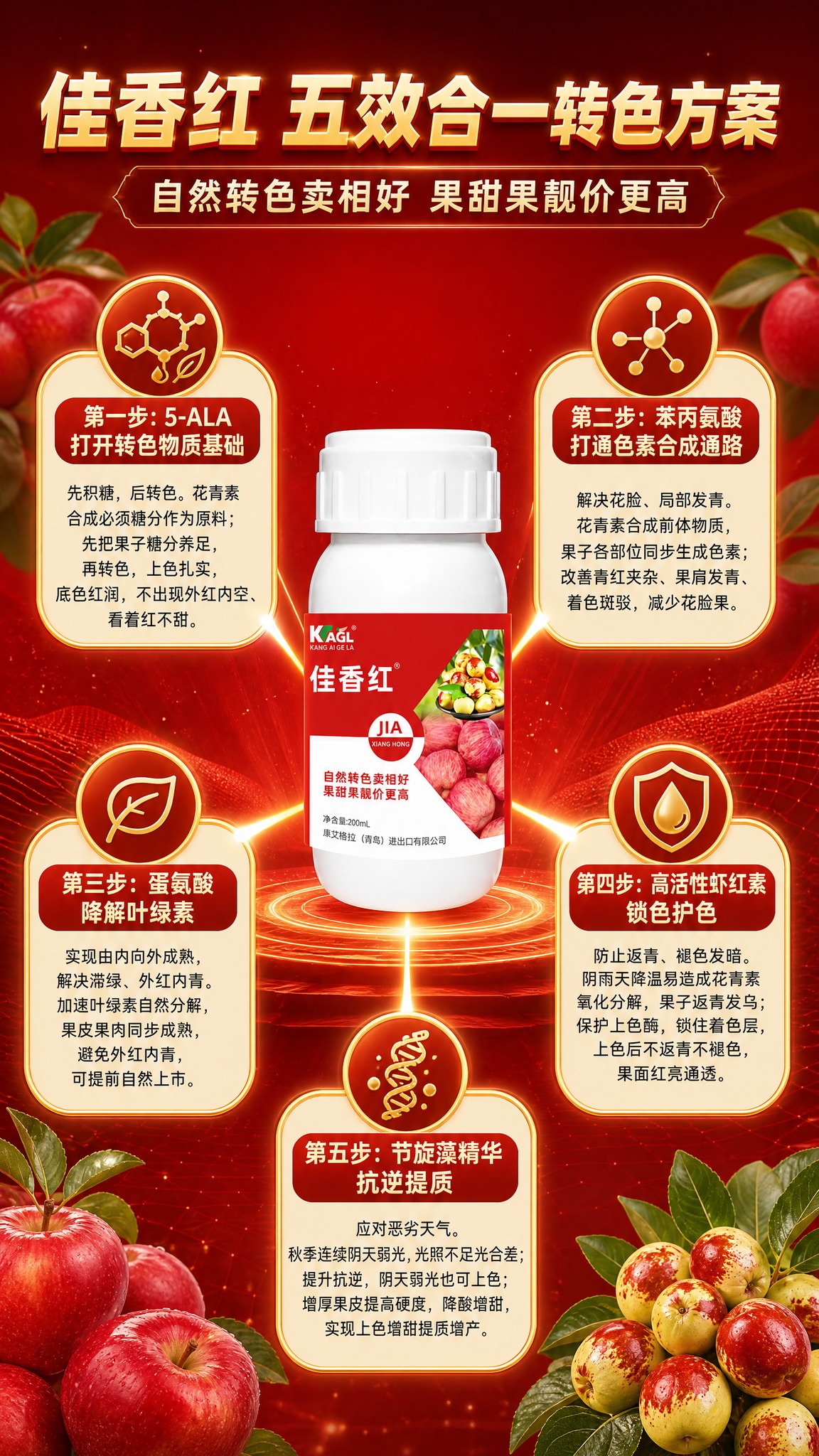 农资产品海报，中心是佳香红白瓶产品，产品100%还原上传商品图… - 图片创意预览