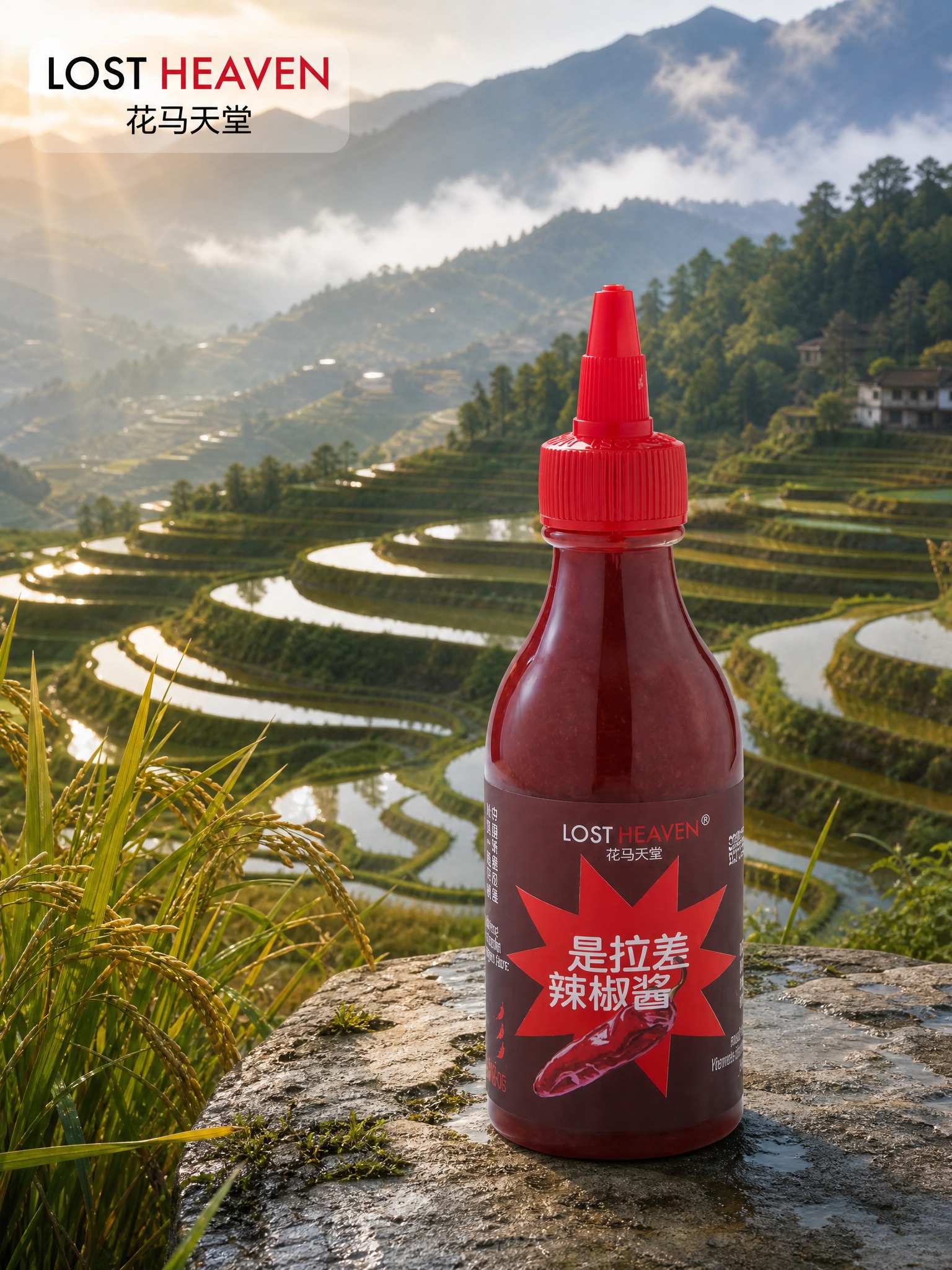 电商主图，是拉差辣椒酱产品主图，高级产地氛围感路线。画面主体为… - 图片创意预览