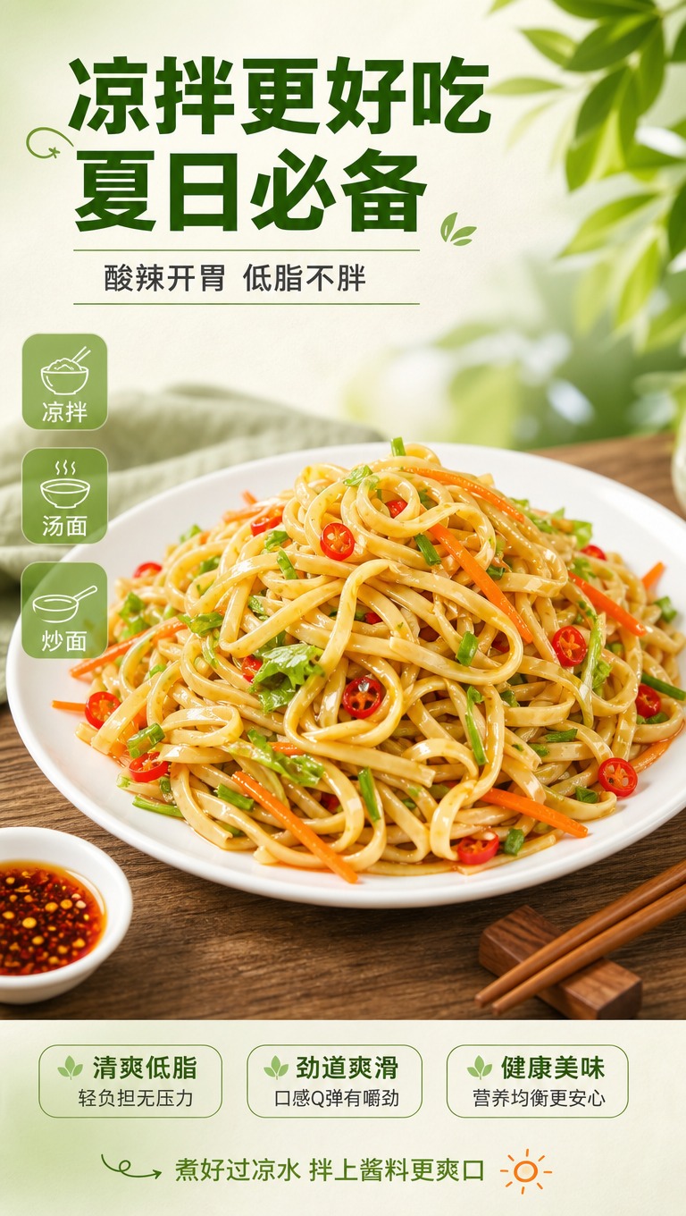 [商品] 使用【图7】凉拌苦荞面成品图；保留面条的扁宽形态、筋… - 图片创意预览