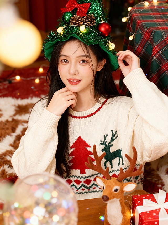 大圣诞帽浪漫写真照