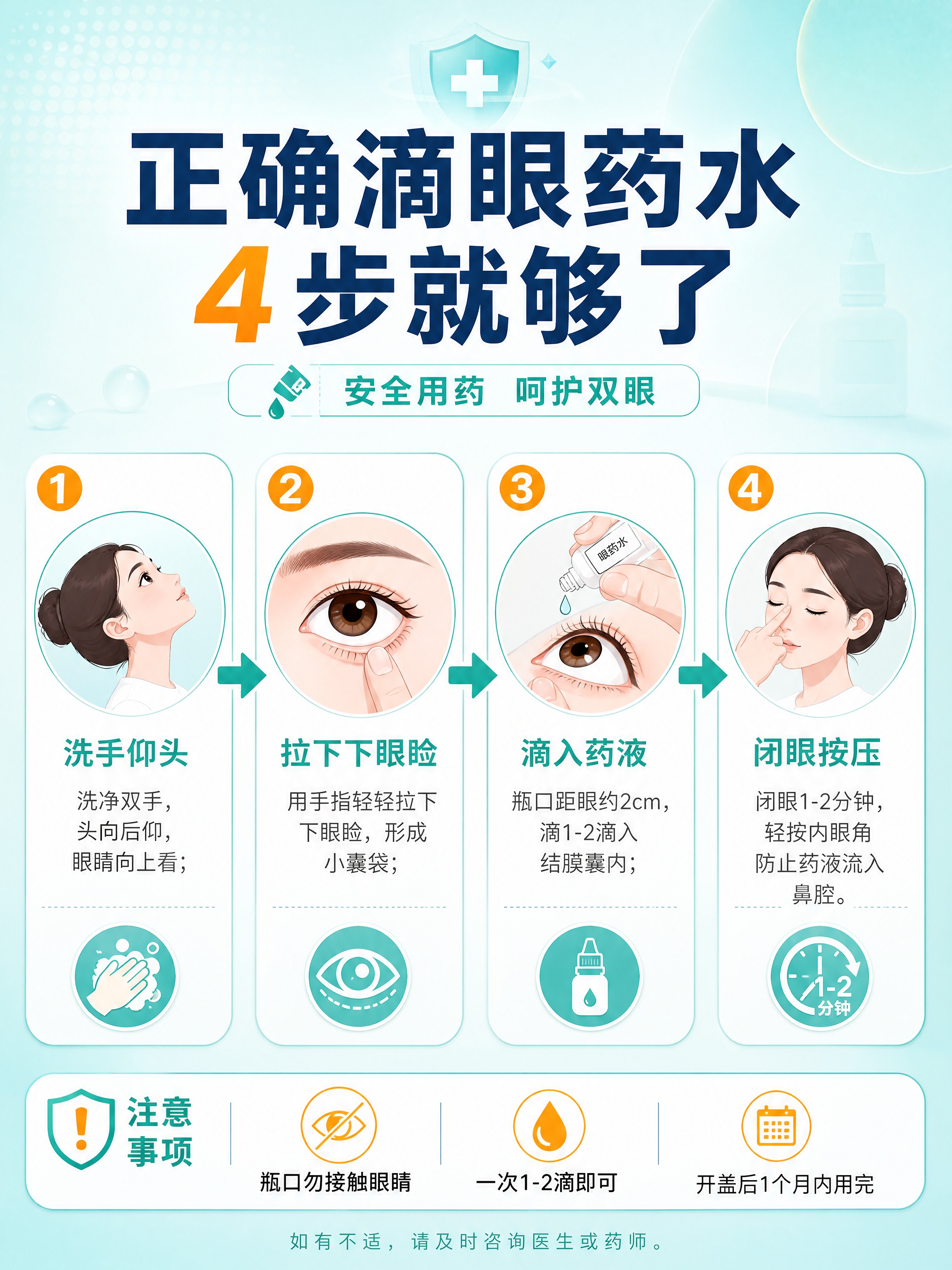 [商品] 无实物产品图，本页为滴眼液正确使用方法步骤图解页。… - 图片创意预览