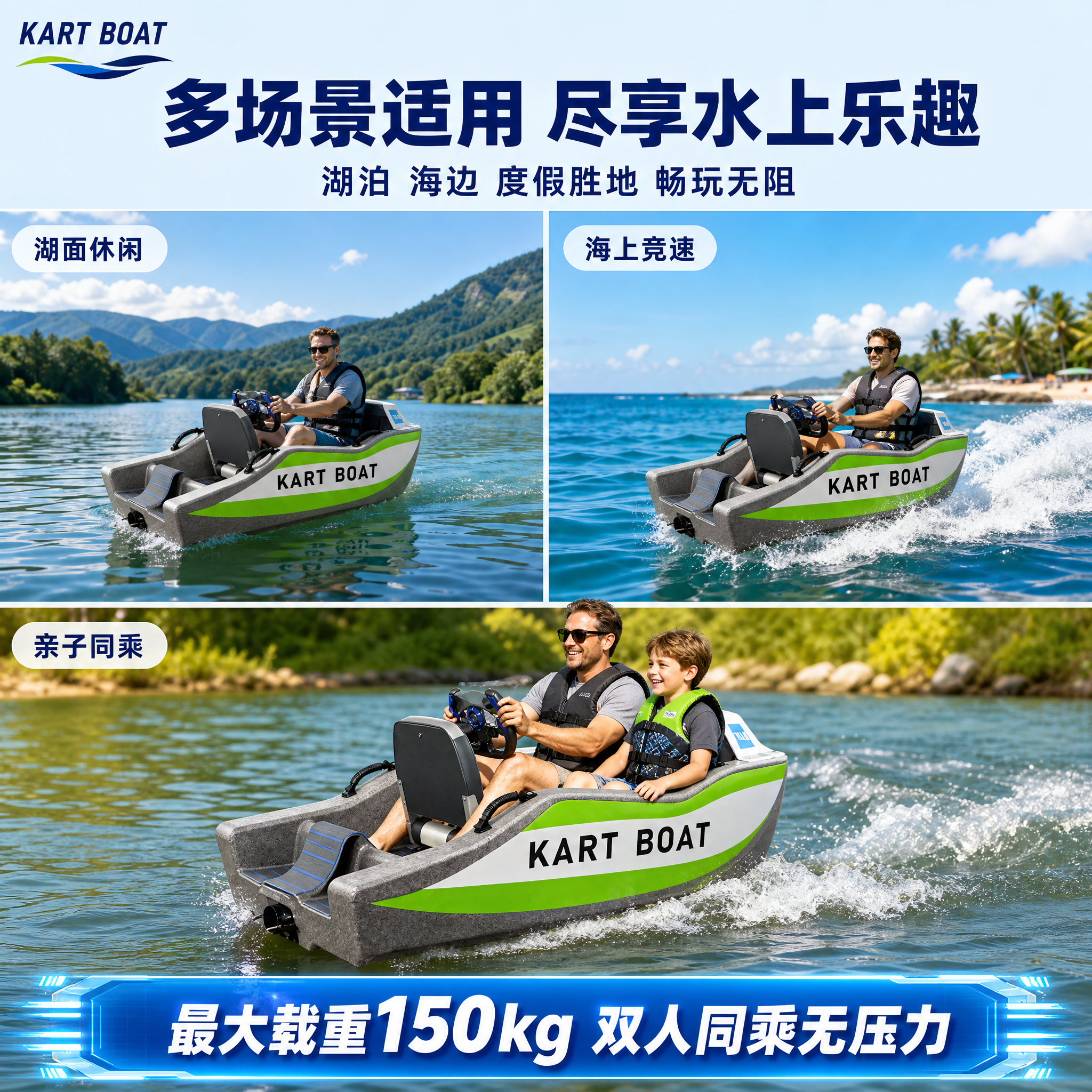 [主图-4] 场景适用-KART BOAT电动卡丁船多场景水上… - 图片创意预览