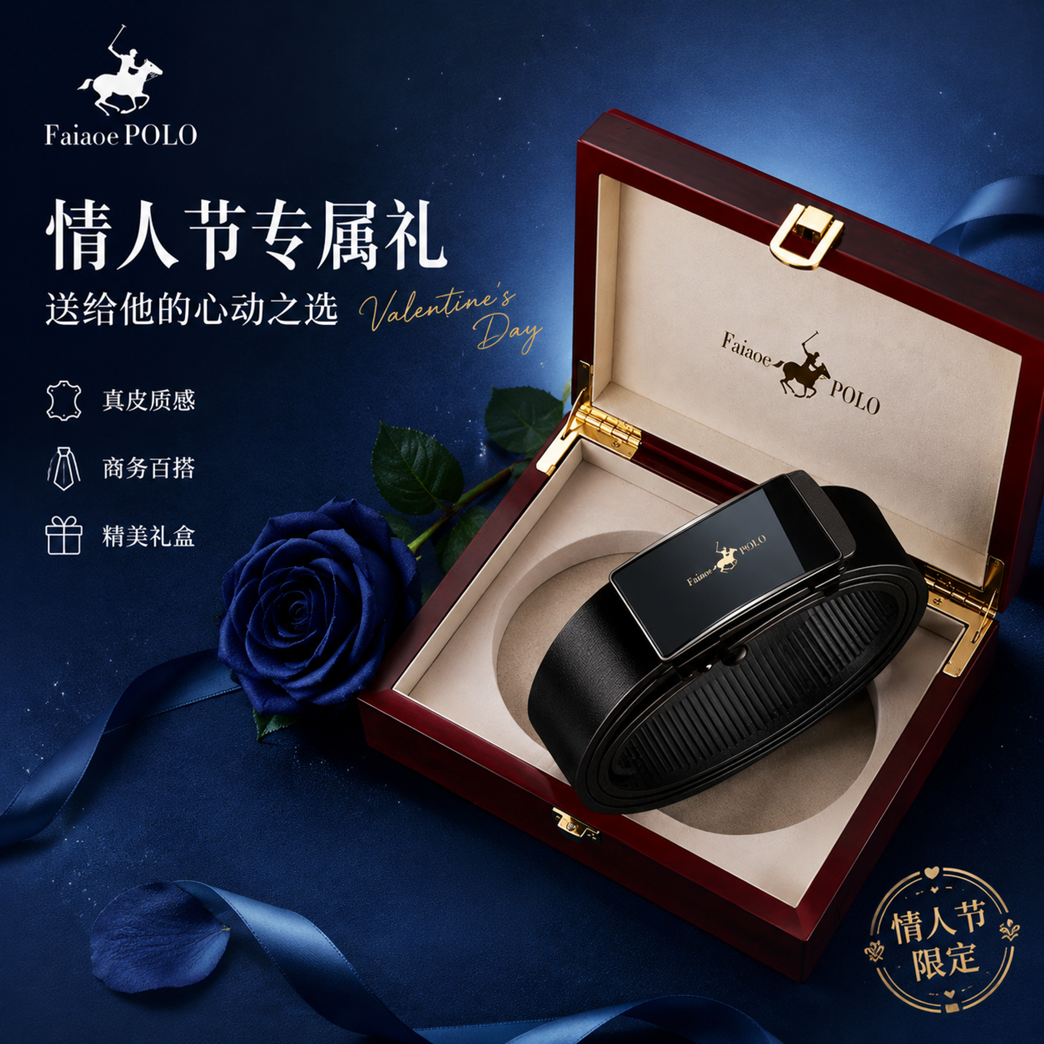 [单张主图] Faiae POLO高级木盒礼盒装男士皮带 高级… - 图片创意预览
