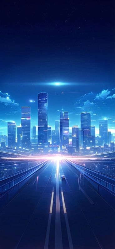 去掉图中所有的文字，保留原有的蓝色科技风城市道路背景画面，保持画面风格和内容不变预览效果