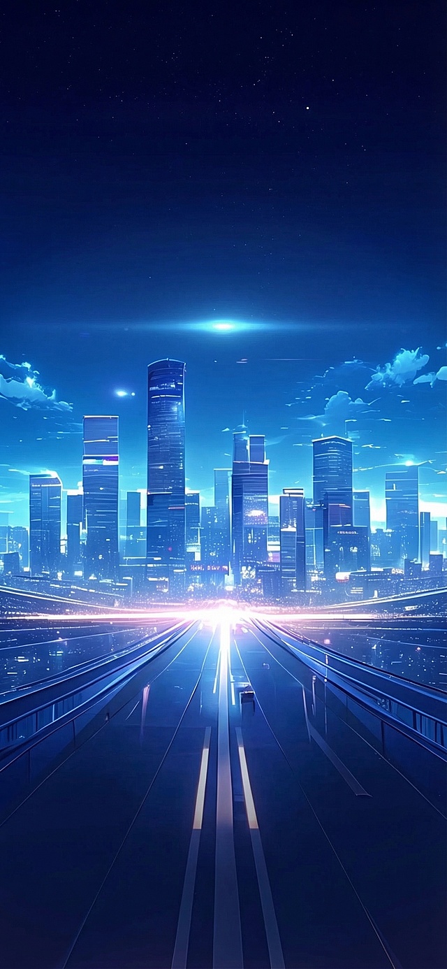 去掉图中所有的文字，保留原有的蓝色科技风城市道路背景画面，保持画面风格和内容不变