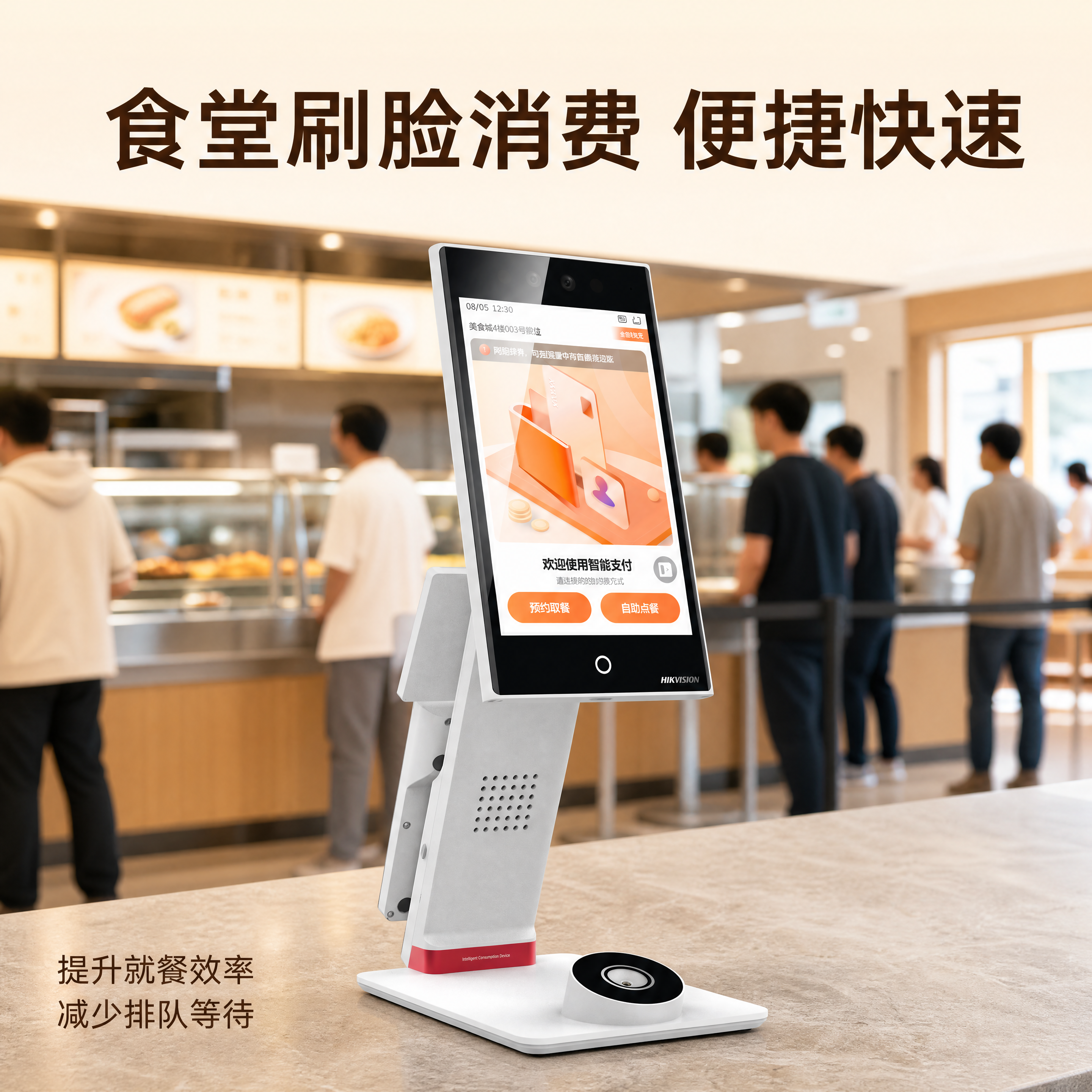[主图-5] 海康食堂消费机食堂使用场景展示。 [氛围风格]… - 图片创意预览