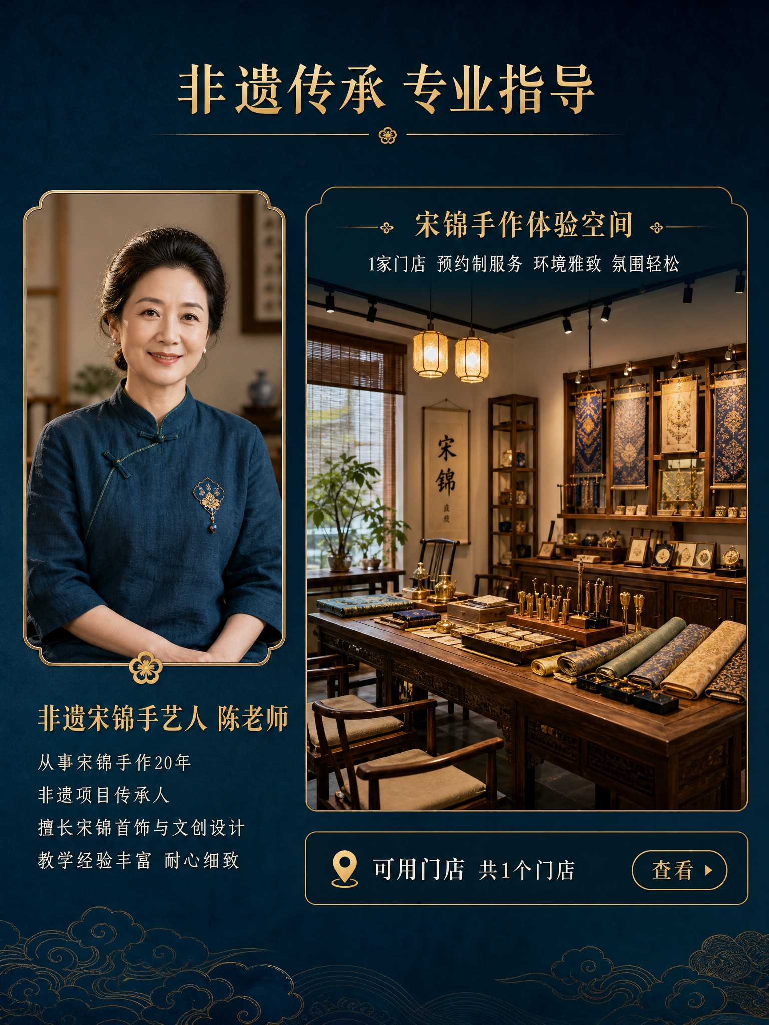 [详情页-第5张 门店与师资] [商品] 非遗宋锦首饰DIY轻… - 图片创意预览