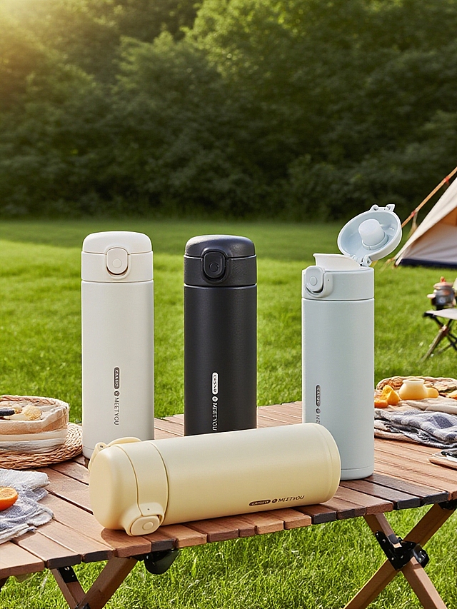 木质桌台上摆放产品的情景图